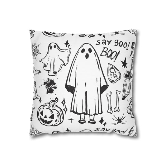 Halloween Ghost Pillowcase, Boo Decor, Spooky Home Cushion, Fall Pillows, Trick or Treat Theme, Holiday Accent Throw