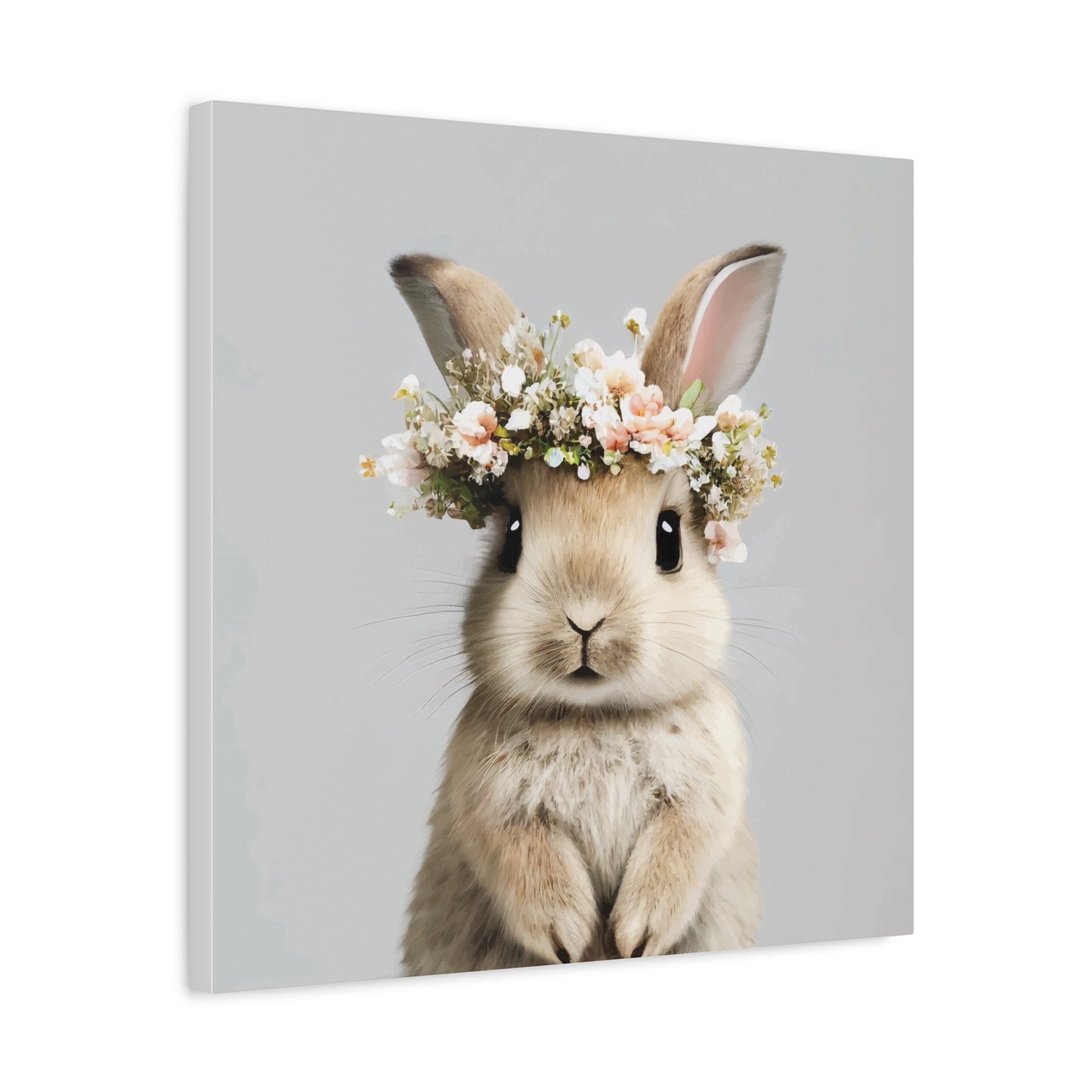 Cute Floral Bunny Canvas Wall Art - Perfect Spring Decor - aMOOsing Designs