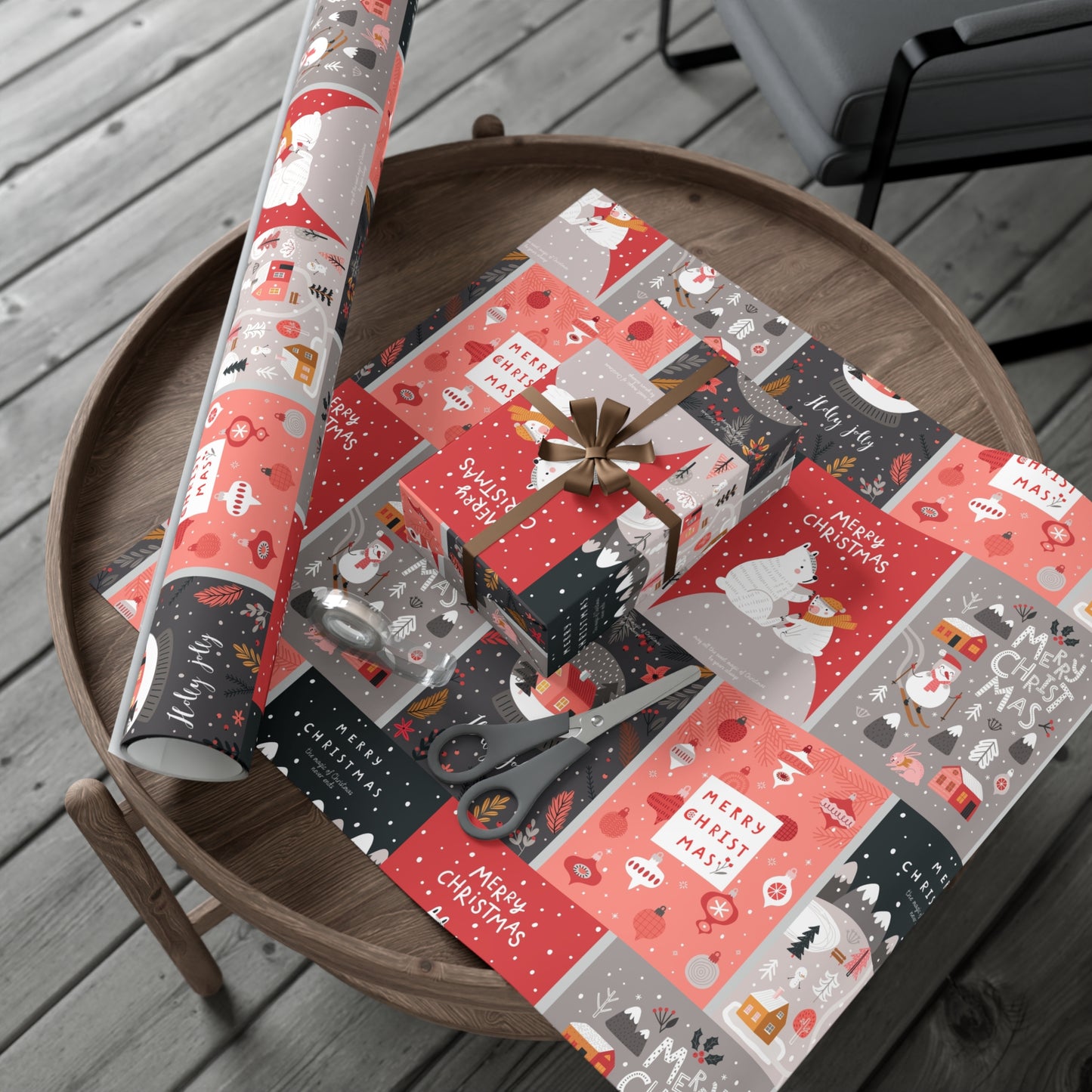 Festive Snowman Gift Wrap Paper - Holiday Cheer Wrapping Sheets for Christmas & More - aMOOsing Designs