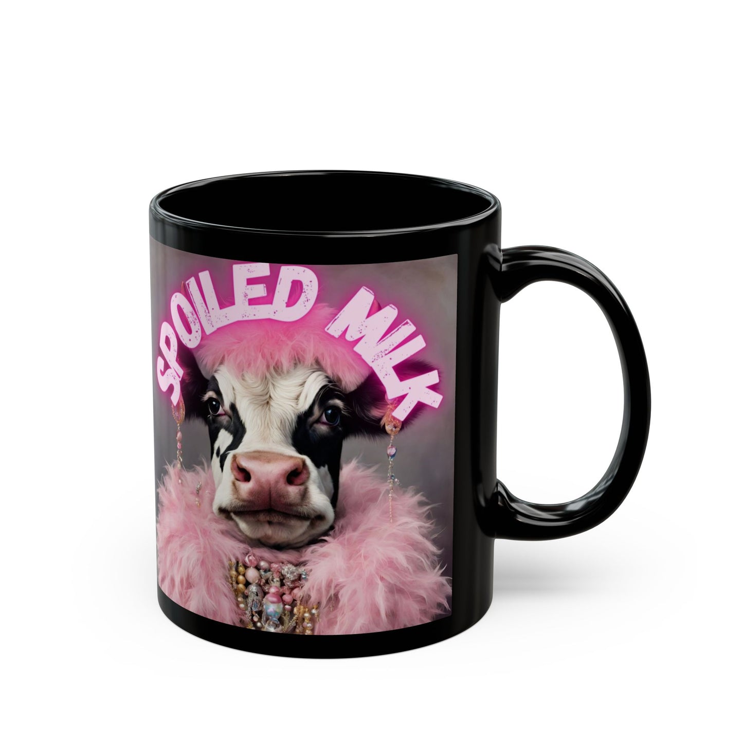 Spoiled Milk-Funny Cow Themed Gift- Black Coffee Mug (11oz, 15oz) - aMOOsing Designs