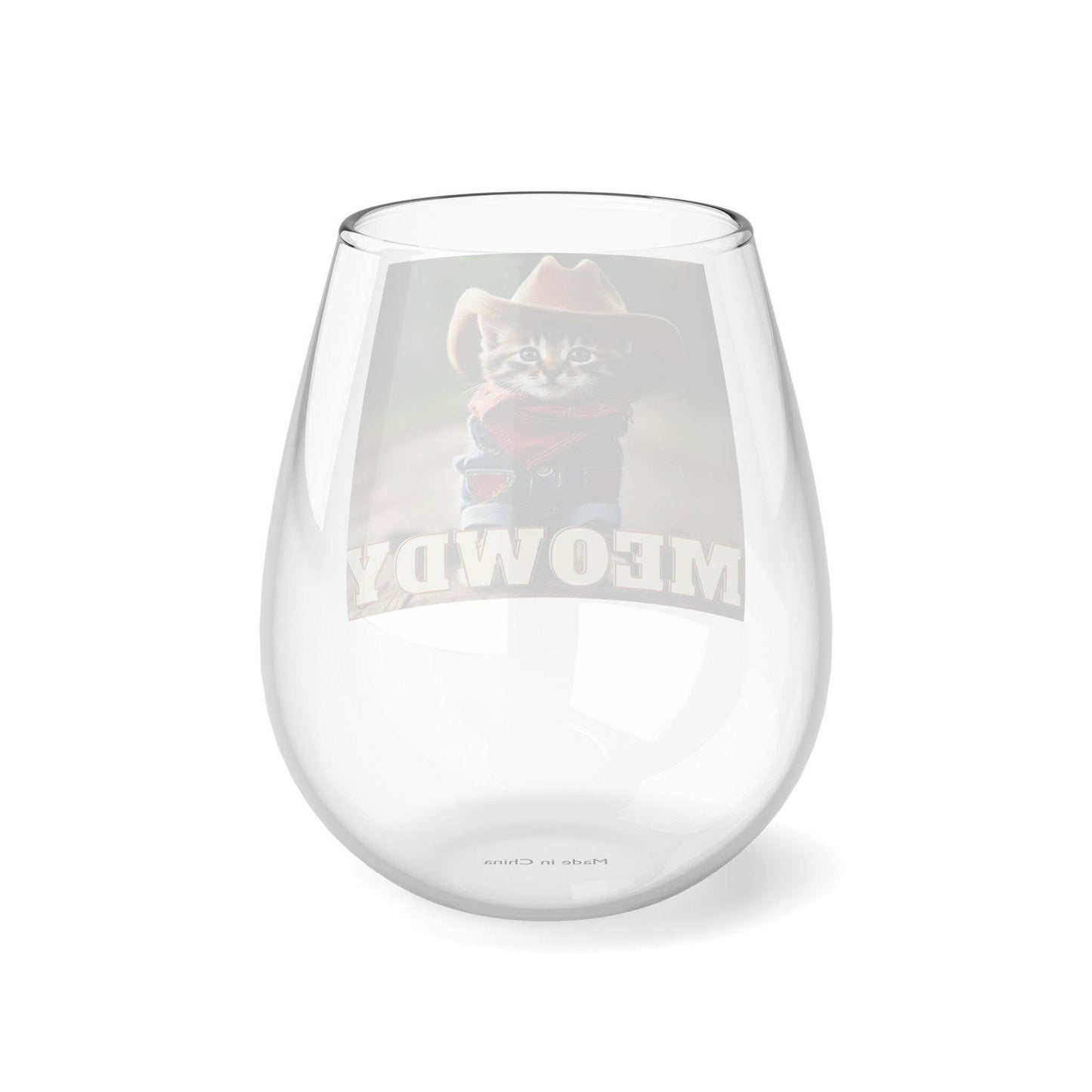 Meowdy- Stemless Wine Glass, 11.75oz.