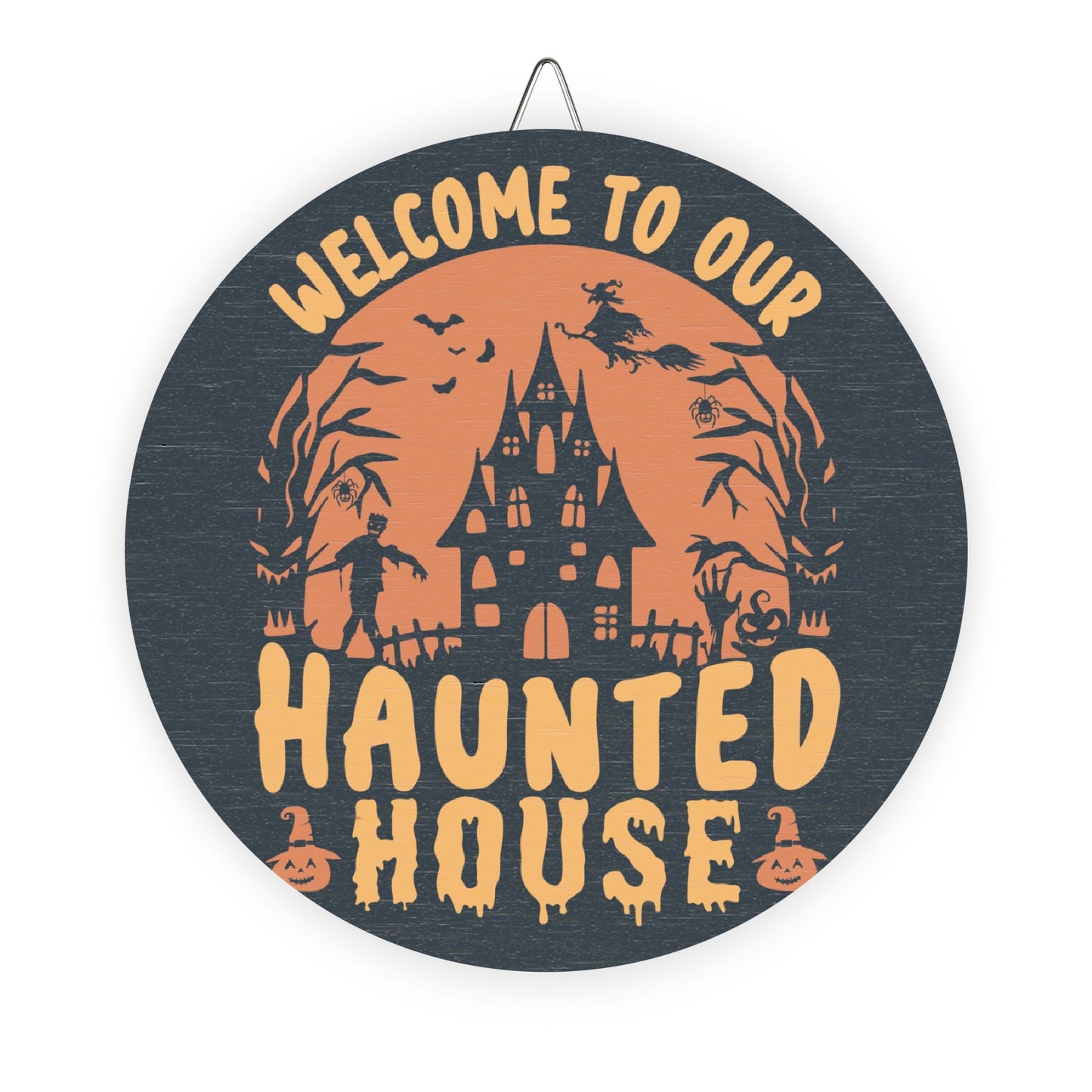 Wooden Halloween Sign | Welcome to Our Haunted House Decor, Spooky Home Decor, Fall Season, Trick or Treat Sign, Halloween Party Decoration