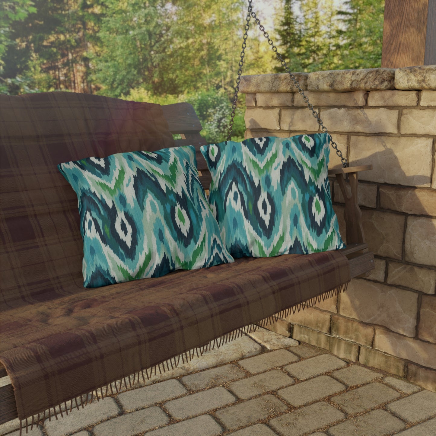 Vibrant Outdoor Pillows - Coastal Ikat Design for Patio & Garden Decor - aMOOsing Designs