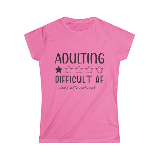 Women's Funny "Adulting" Softstyle Tee - aMOOsing Designs