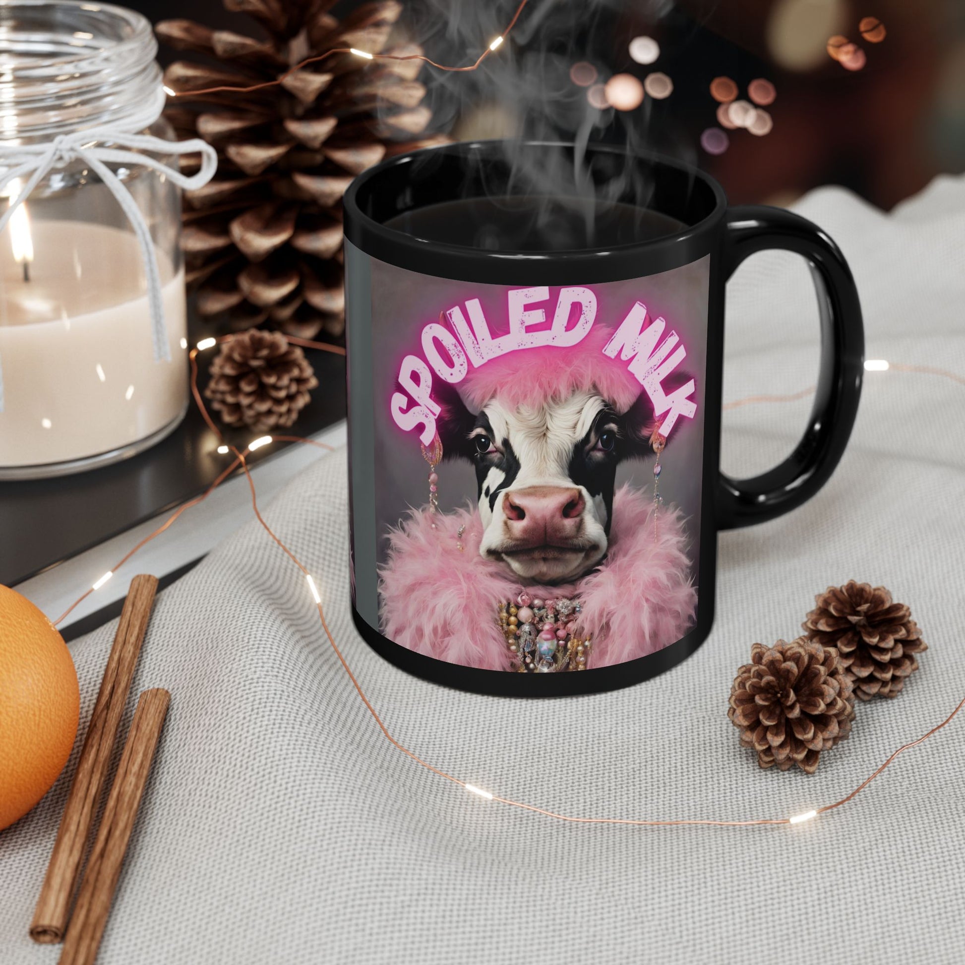 Spoiled Milk-Funny Cow Themed Gift- Black Coffee Mug (11oz, 15oz) - aMOOsing Designs