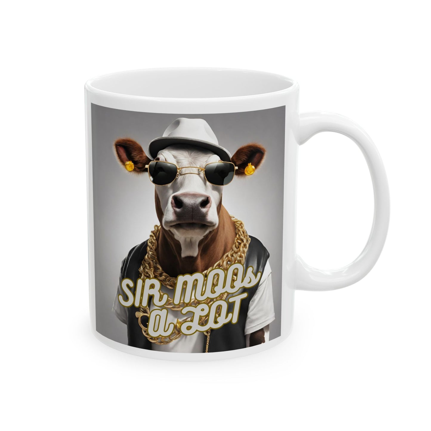 Mug with 'sir moos a lot' Design - aMOOsing Designs