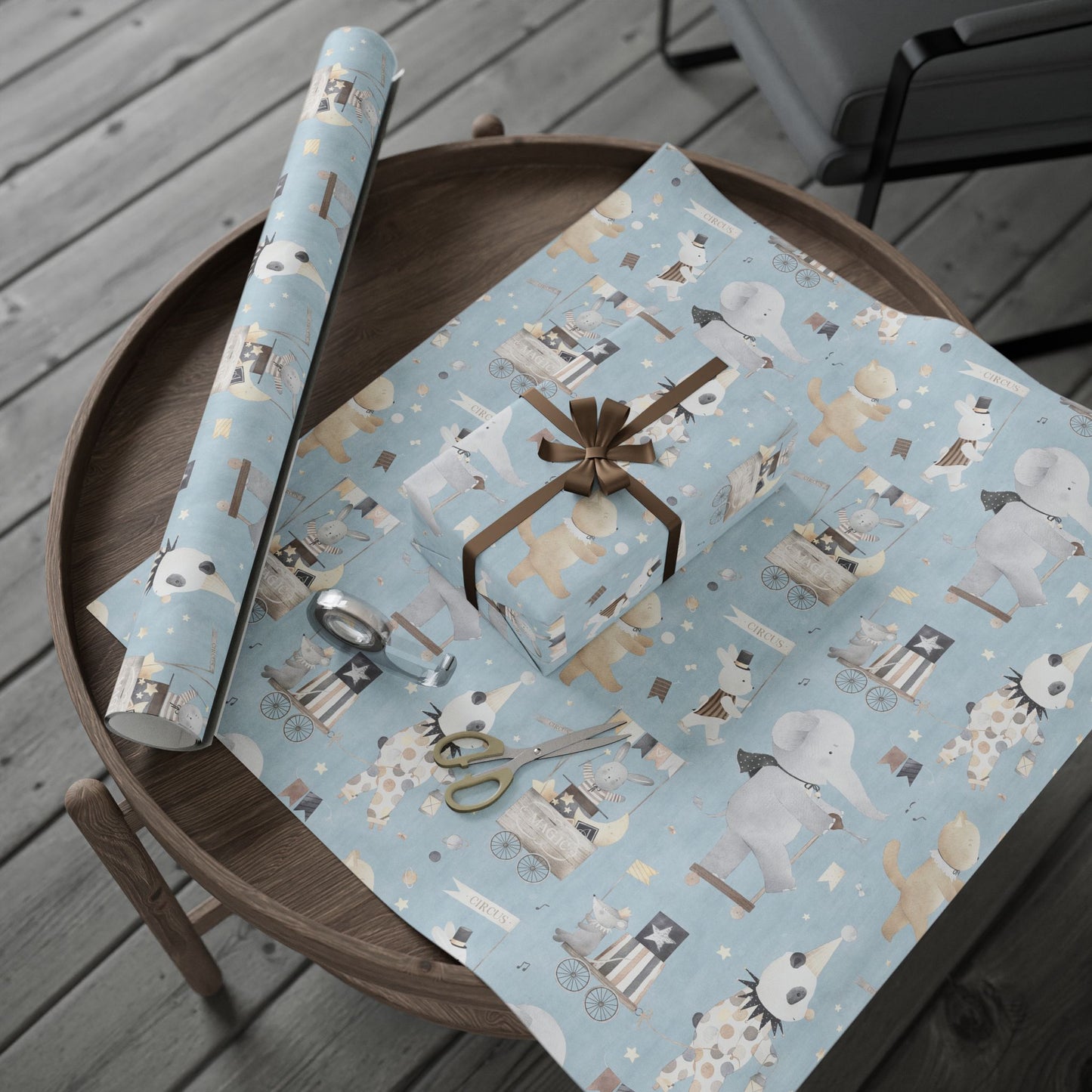 Whimsical Circus Animal Wrapping Paper - Perfect for Birthdays & Baby Showerski