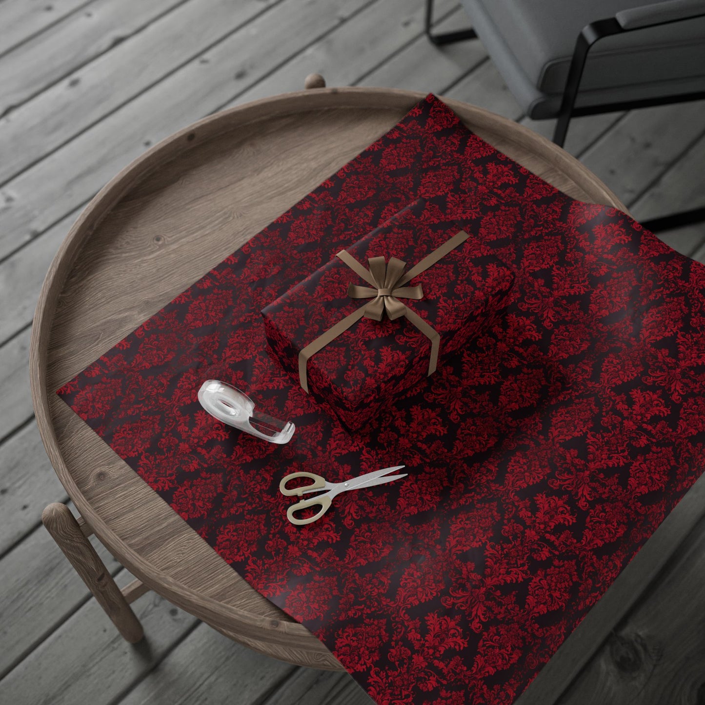 Luxurious Red Damask Wrapping Paper – A Romantic Touch for Weddings, Holidays & Grand Celebrations