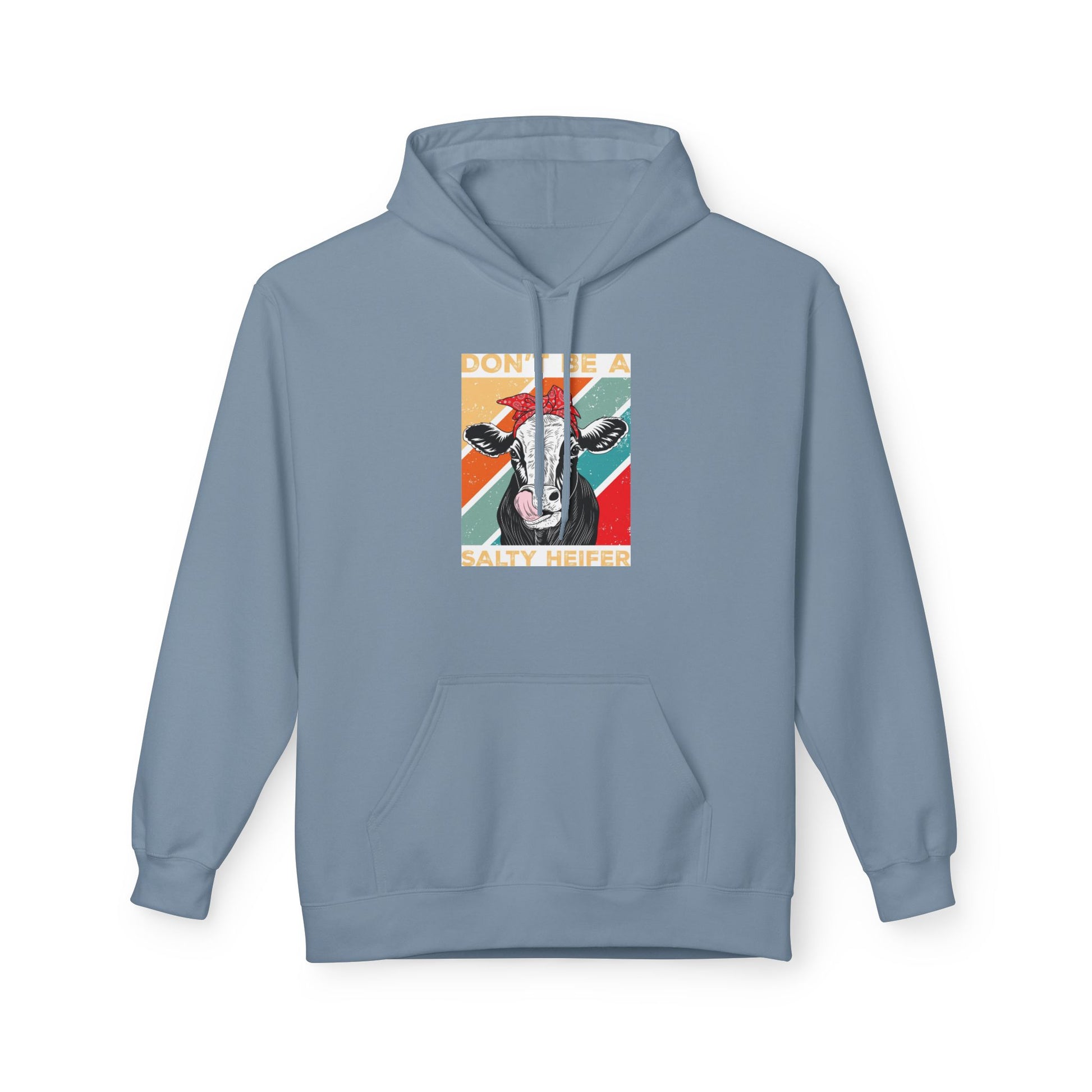 Funny Salty Heifer Fleece Hoodie - Unisex Midweight Pullover - aMOOsing Designs
