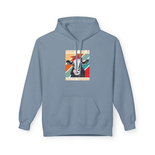Funny Salty Heifer Fleece Hoodie - Unisex Midweight Pullover - aMOOsing Designs