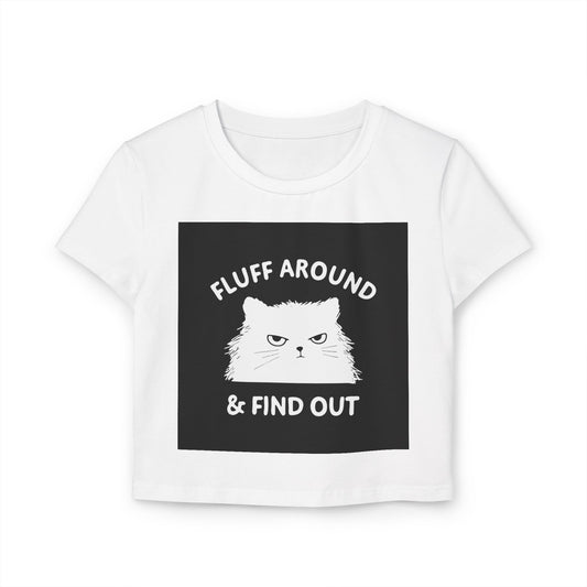 Playful Cat Graphic Baby Tee - Fluff Around & Find Out, Cute Animal Shirt, Gifts for Cat Lovers, Trendy Casual Wear, Fun Pet Lover Tee - aMOOsing Designs