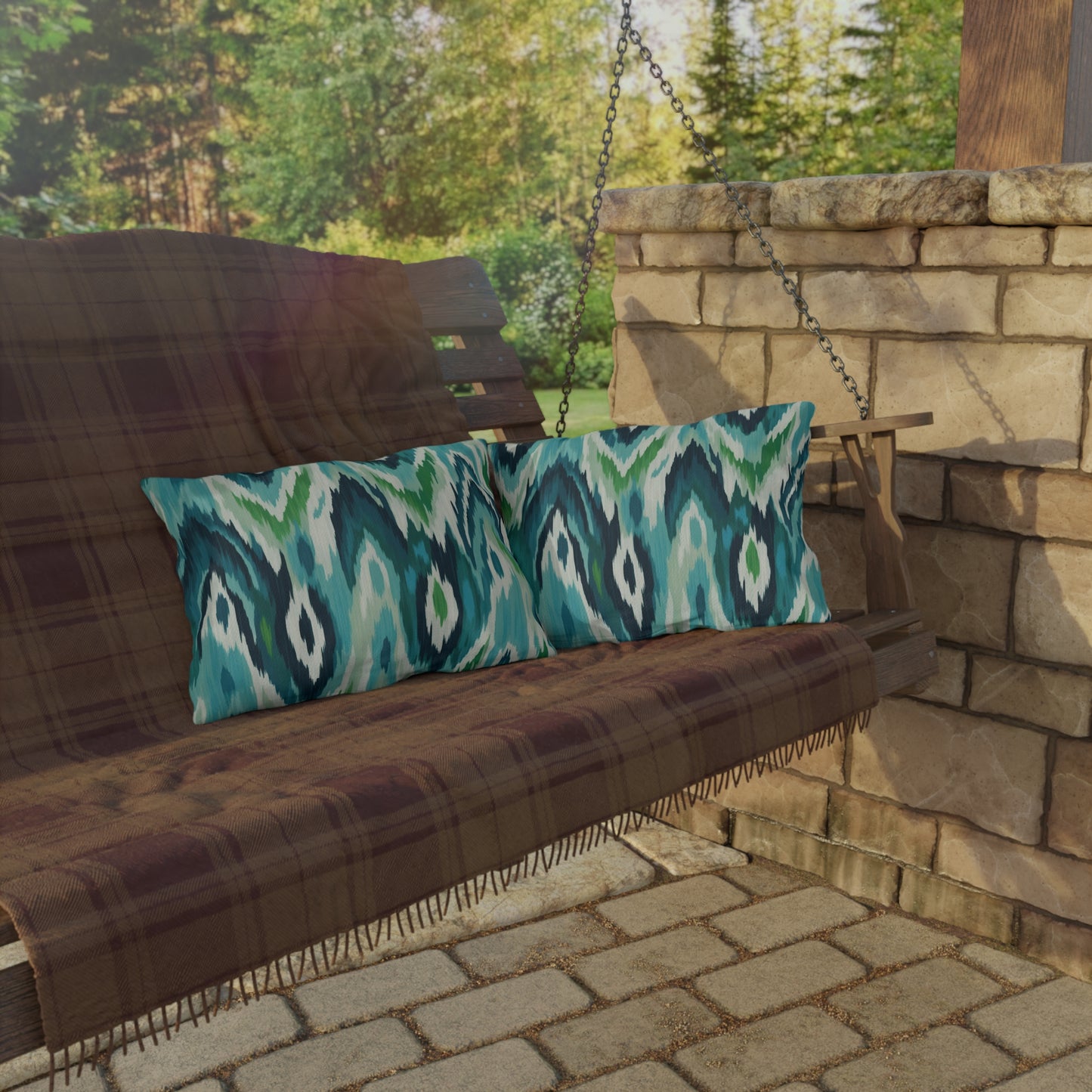 Vibrant Outdoor Pillows - Coastal Ikat Design for Patio & Garden Decor - aMOOsing Designs