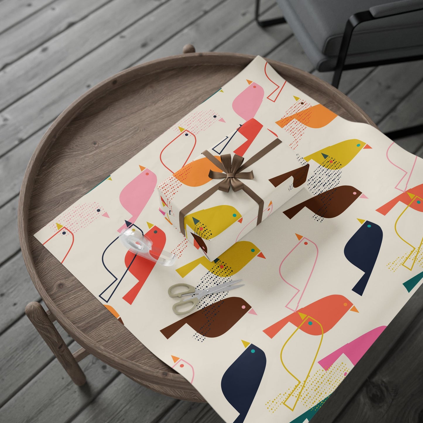 Retro Colorful Bird Wrapping Paper - Eco-Friendly, Unique Gift Wrap for Birthdays, Holidays, Special Occasions, Creative Presents, Festive