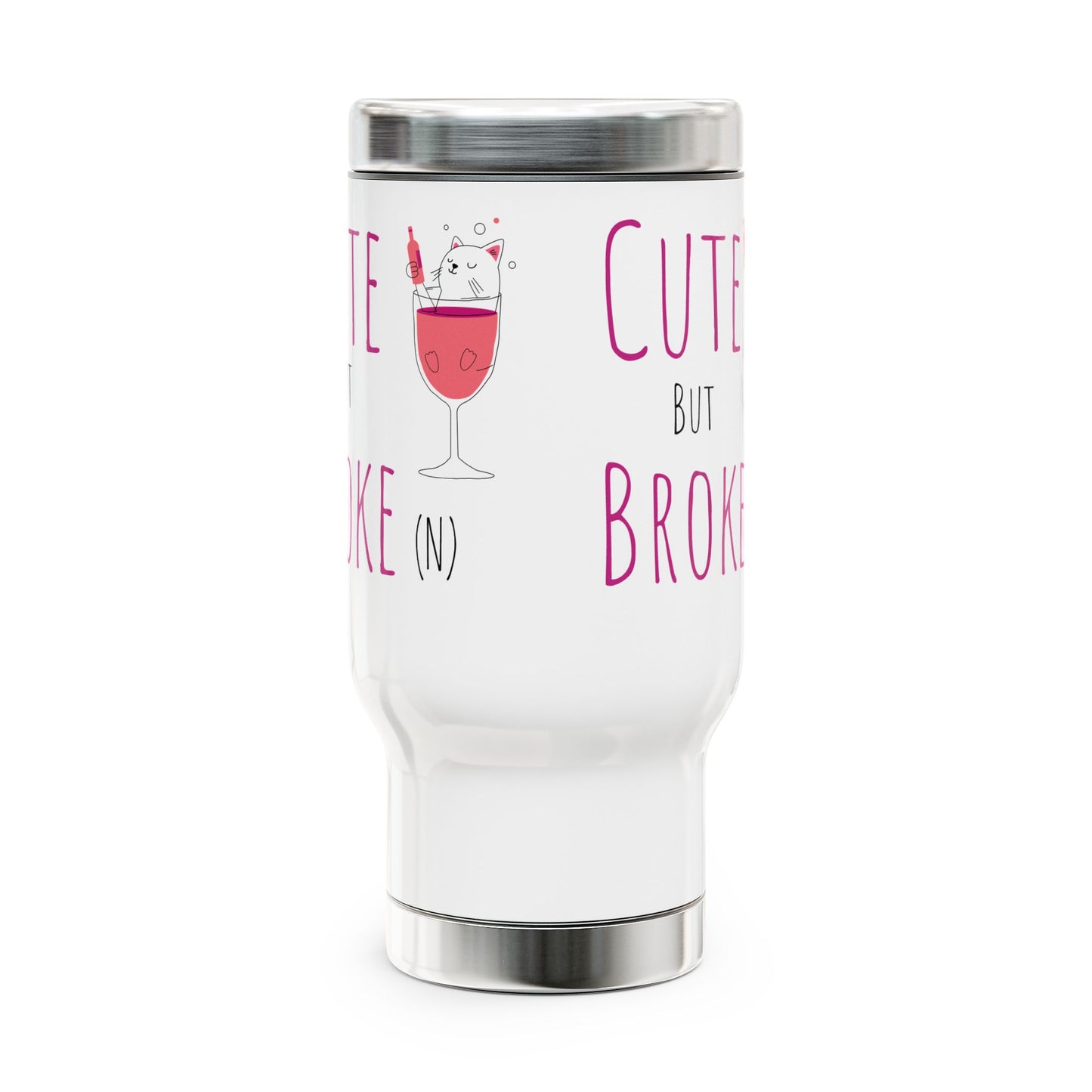 Travel Mug - Cute but Broken Stainless Steel, 14oz - aMOOsing Designs