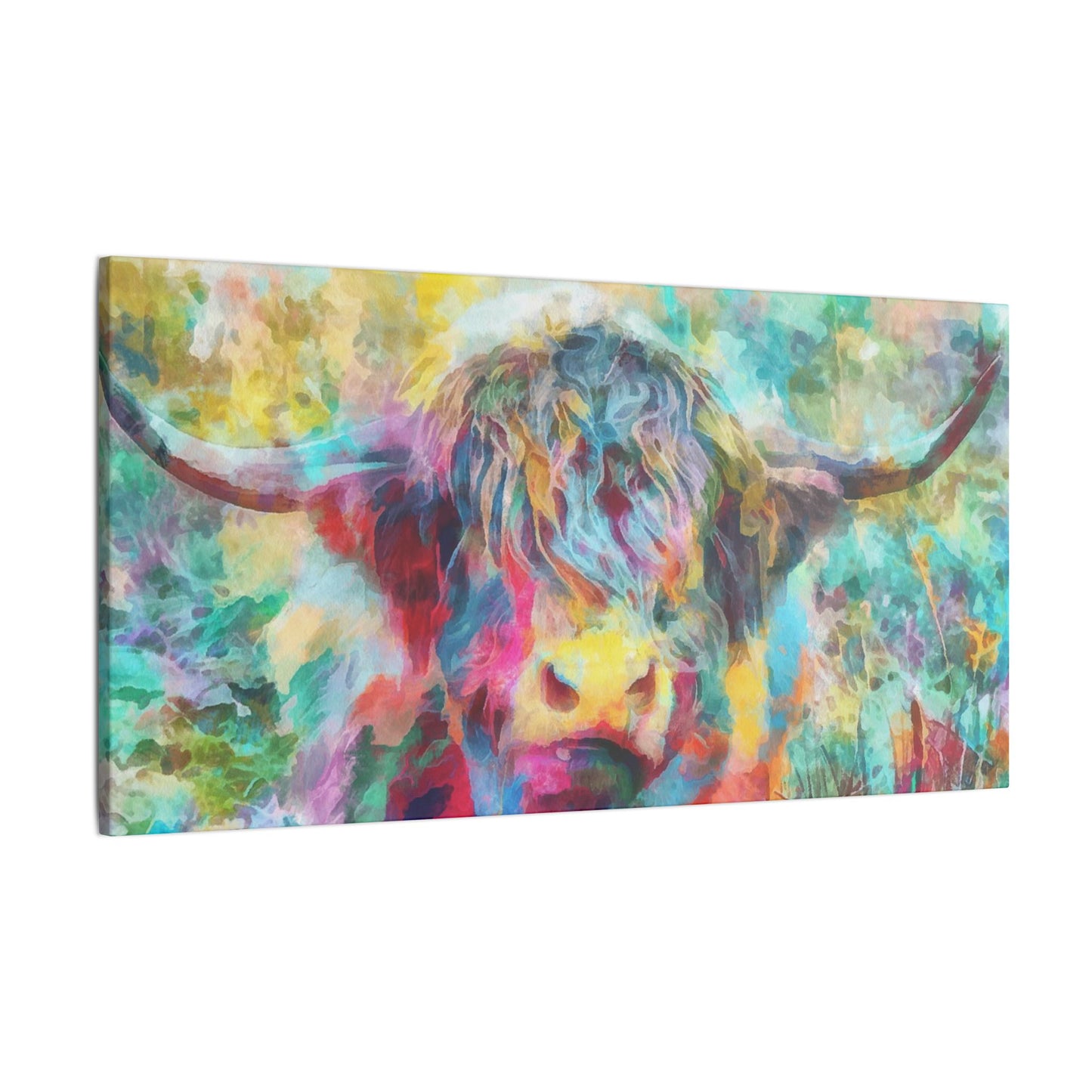 Colorful Abstract Highland Cow Canvas Print - aMOOsing Designs