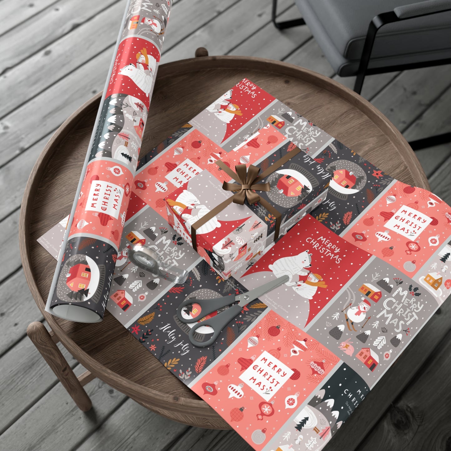 Festive Snowman Gift Wrap Paper - Holiday Cheer Wrapping Sheets for Christmas & More - aMOOsing Designs