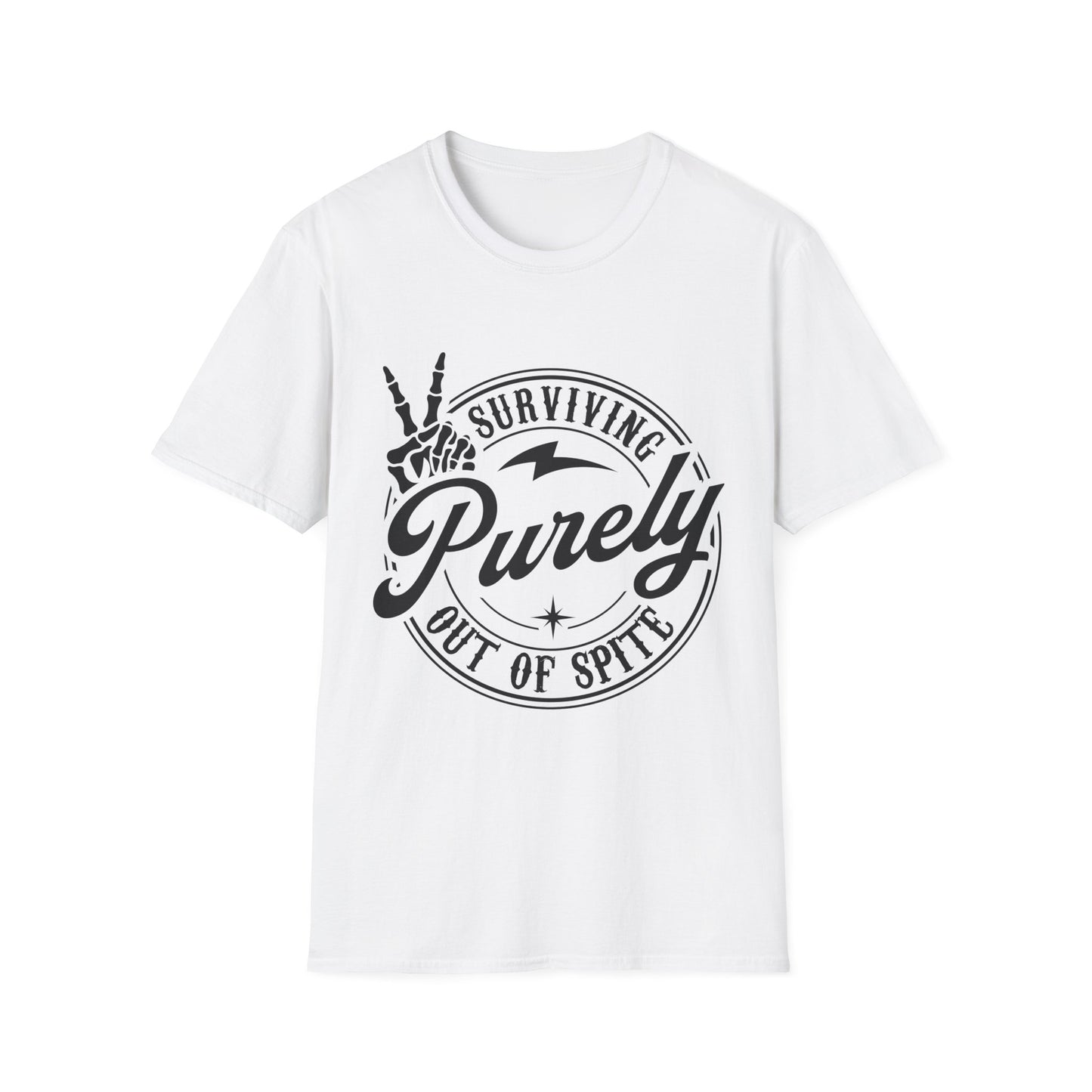 Surviving Purely Out of Spite- Funny Men's Softstyle T-Shirt