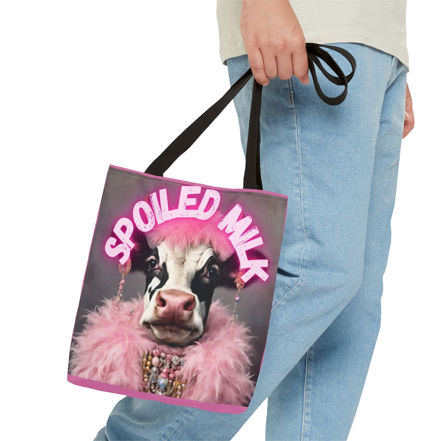 Spoiled Milk Funny Cow Tote Bag - Cute Animal Grocery Bag, Farmhouse Reusable Handbag, Printed Canvas Shopping Tote, - aMOOsing Designs