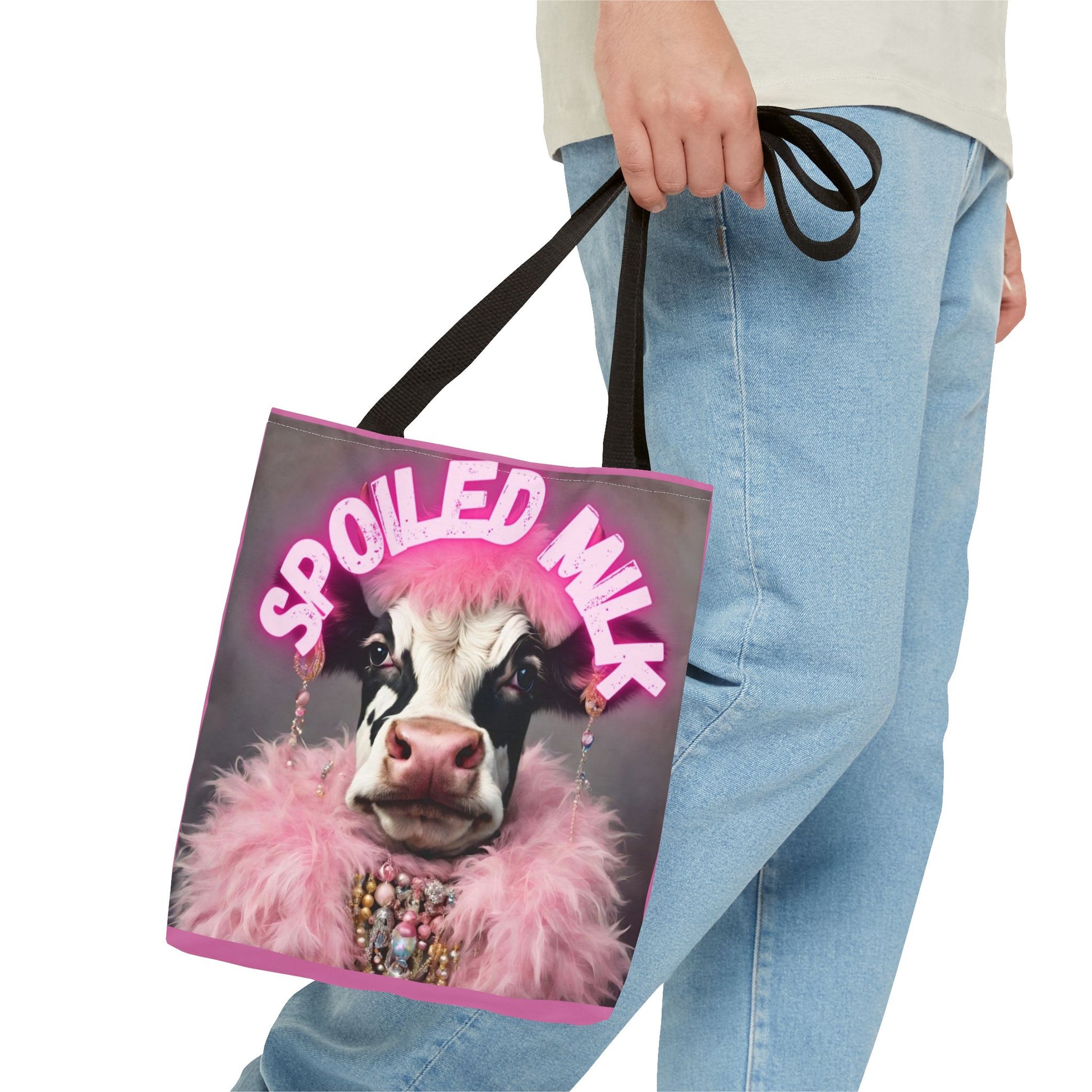 Spoiled Milk Funny Cow Tote Bag - Cute Animal Grocery Bag, Farmhouse Reusable Handbag, Printed Canvas Shopping Tote, - aMOOsing Designs