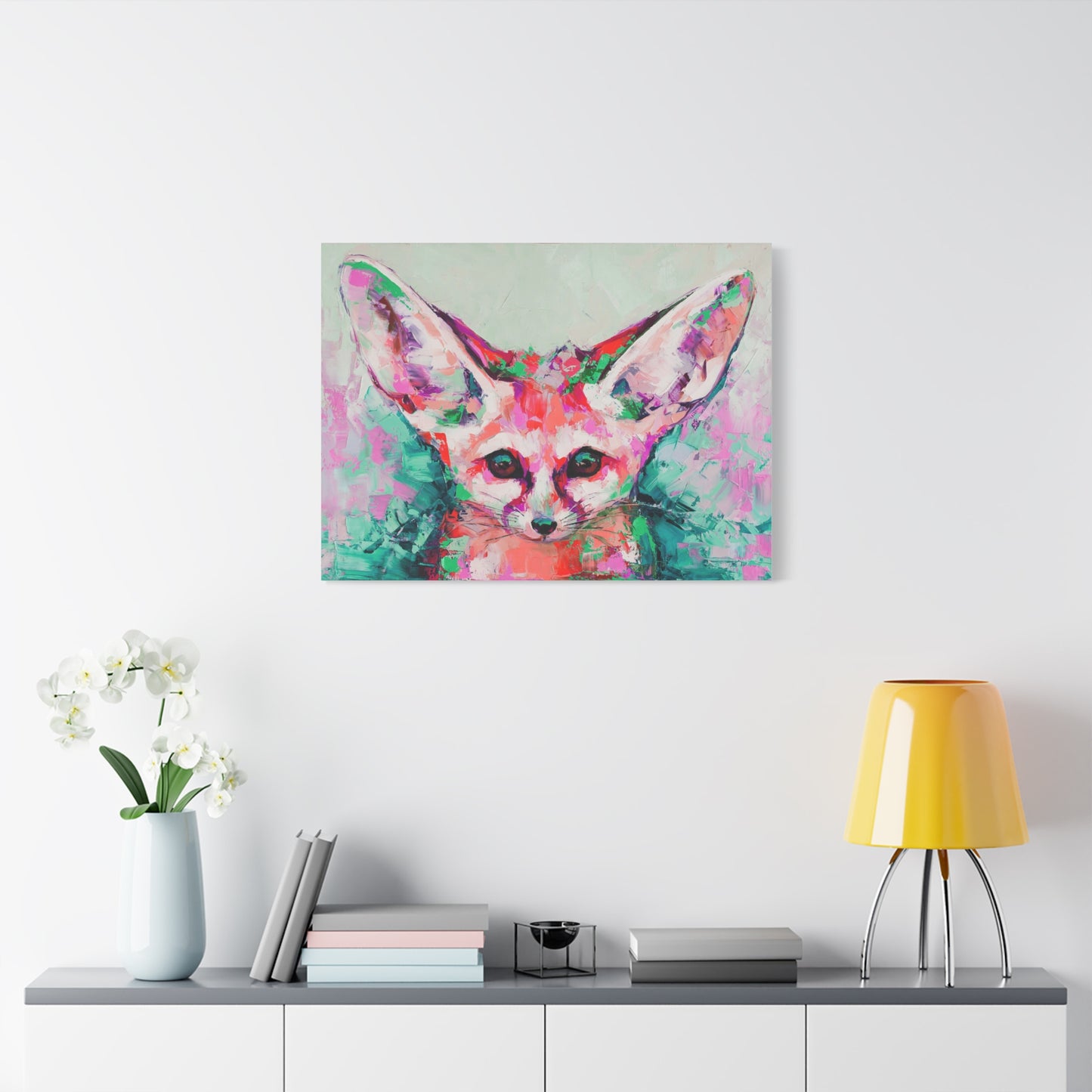 Vibrant Fennec Fox Canvas Art - Colorful Stretched Wall Decor - aMOOsing Designs