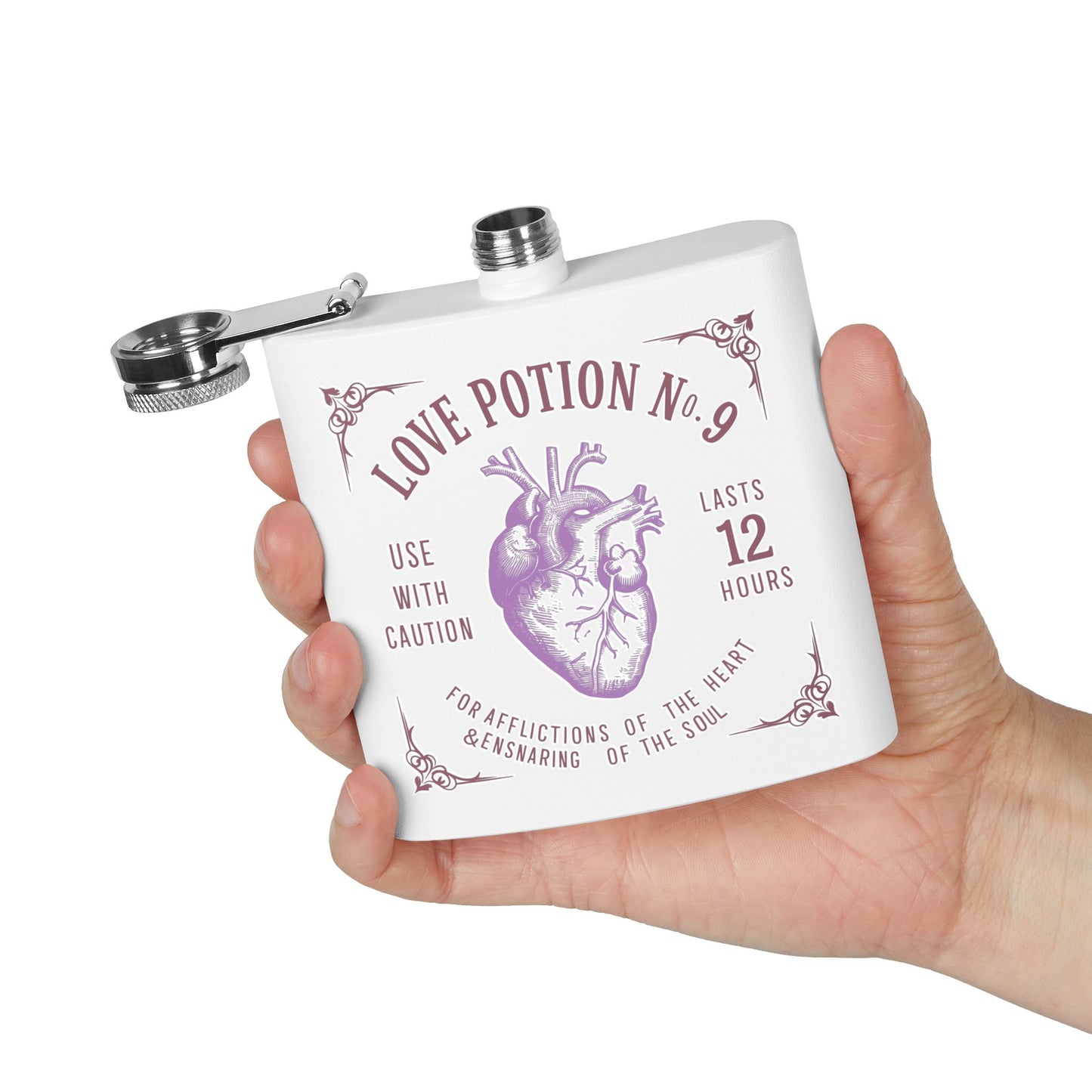 Love Potion No. 9 Stainless Steel Flask - 6oz | Unique Gift for Romantic Occasions and Bridal Parties