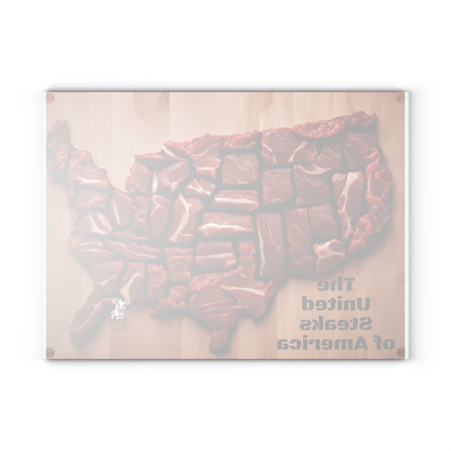 United Steaks of America Glass Cutting Board - Fun Culinary Gift for Meat Lovers - aMOOsing Designs