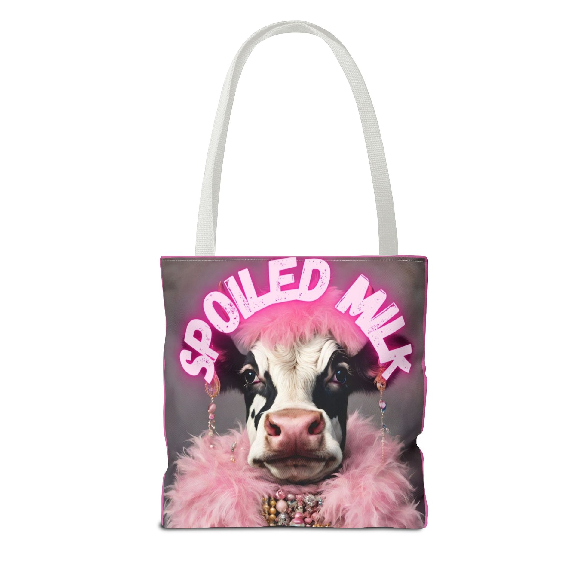 Spoiled Milk Funny Cow Tote Bag - Cute Animal Grocery Bag, Farmhouse Reusable Handbag, Printed Canvas Shopping Tote, - aMOOsing Designs