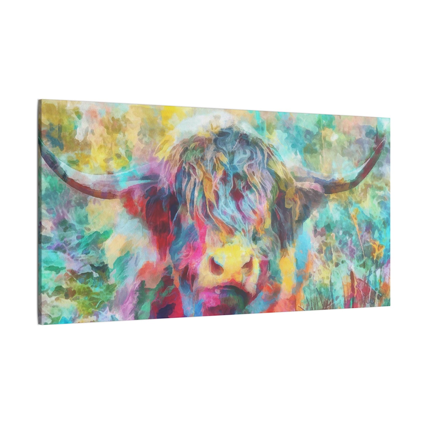 Colorful Abstract Highland Cow Canvas Print - aMOOsing Designs