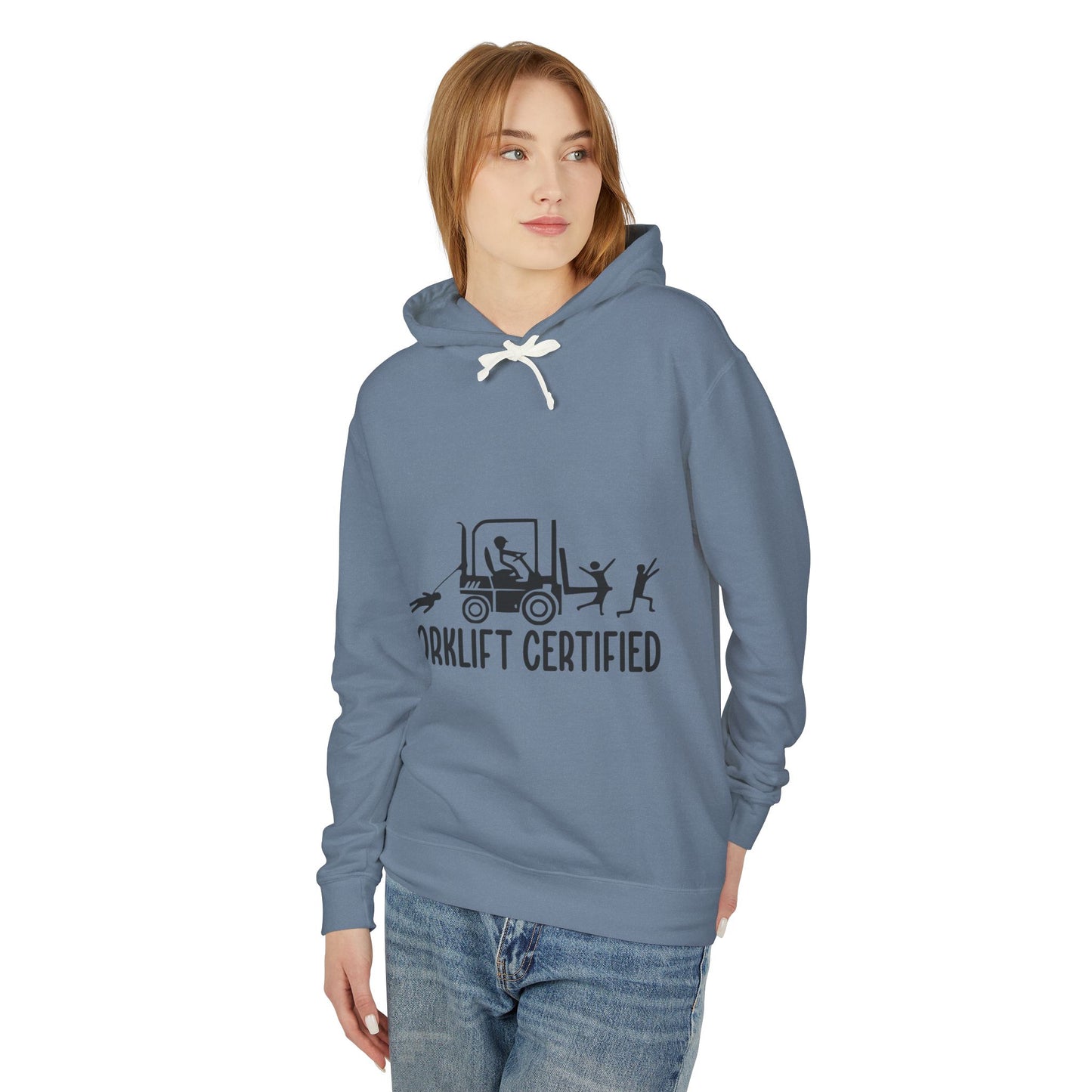 Forklift Certified Unisex Lightweight Hooded Sweatshirt - Perfect for Construction Enthusiasts! - aMOOsing Designs