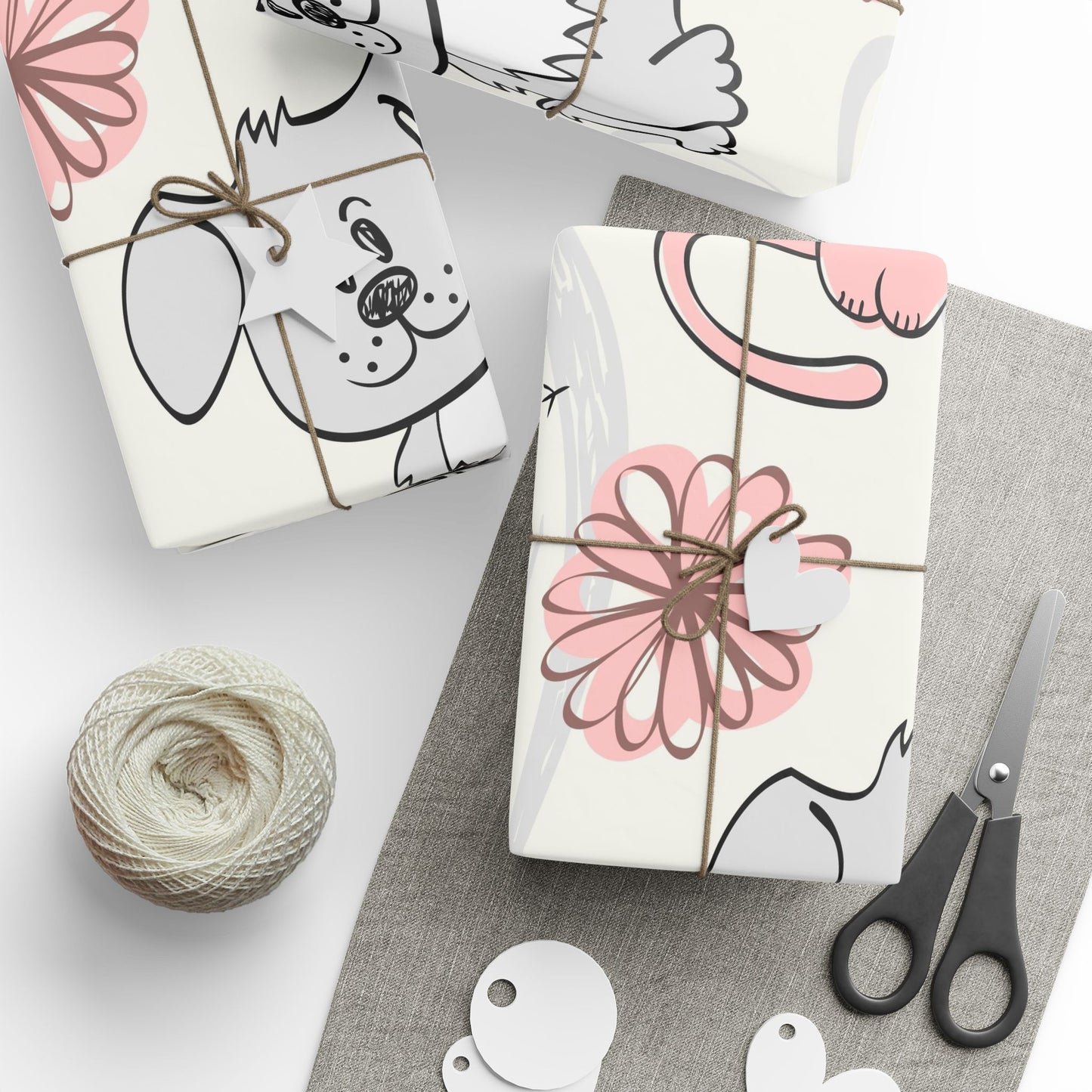 Whimsical Animal Wrapping Paper, Cute Gift Wrap for Birthdays, Holidays, Baby Showers, Floral Design, Eco-Friendly Packaging