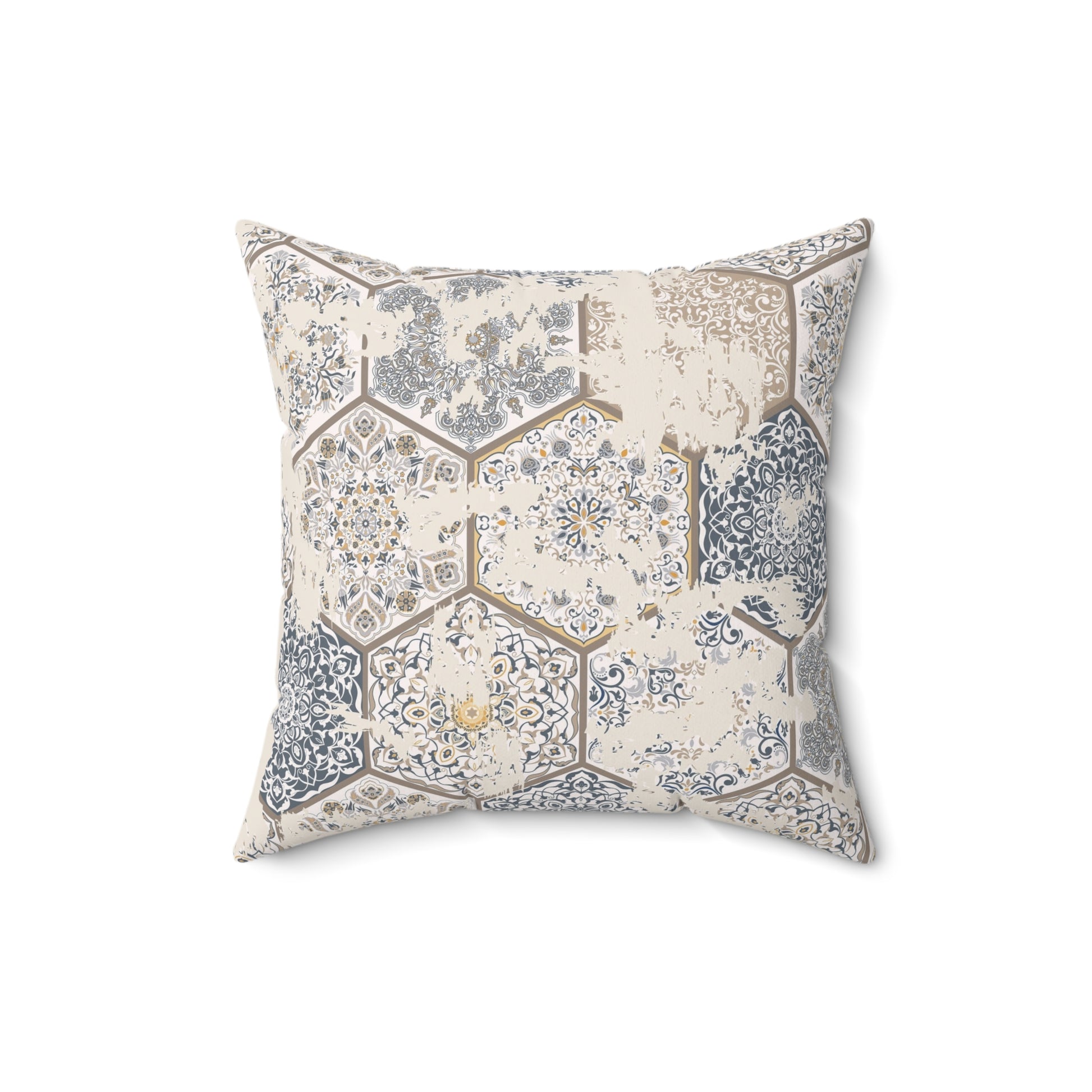 Elegant Geometric Throw Pillow - Distressed Farmhouse Home Decor, Accent Pillow, Modern Cushion - aMOOsing Designs