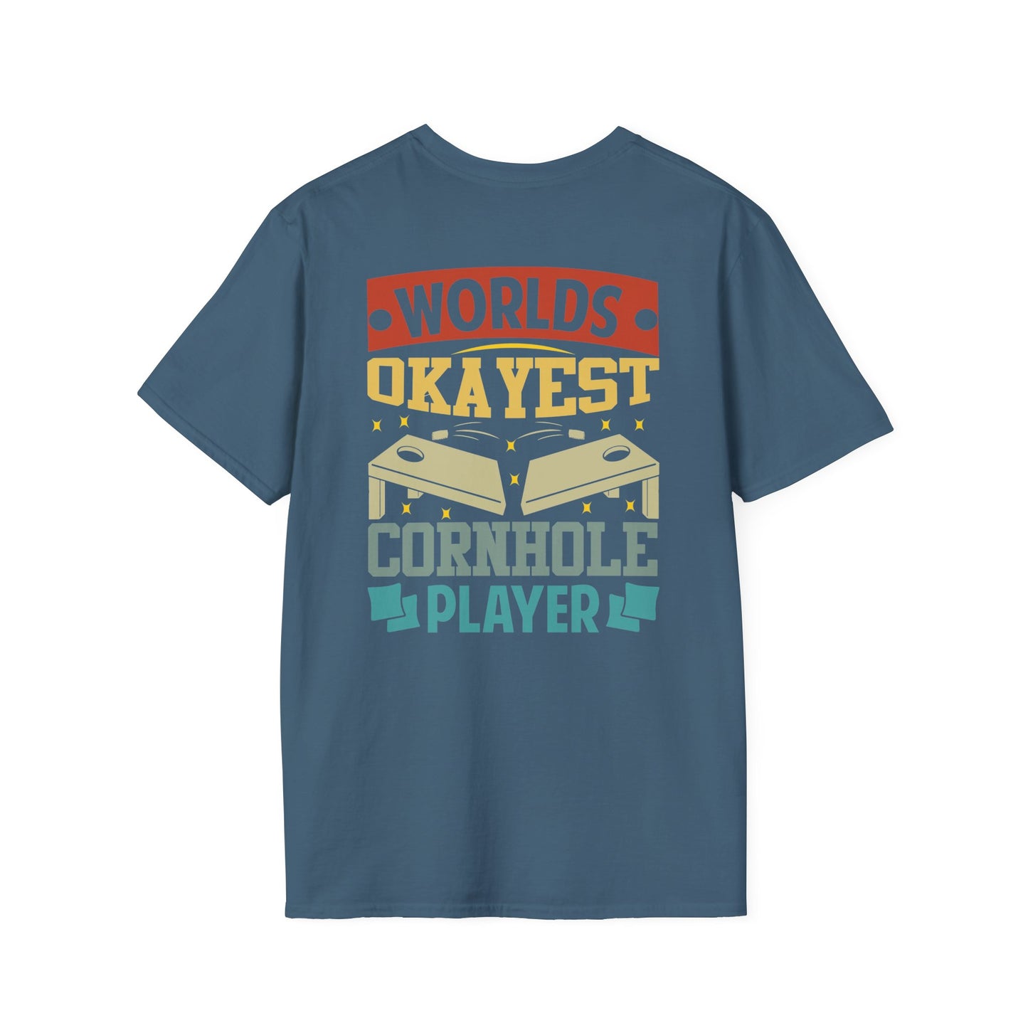 World's Okayest Cornhole Player- Men's T-Shirt - Fun Gift for Game Lovers