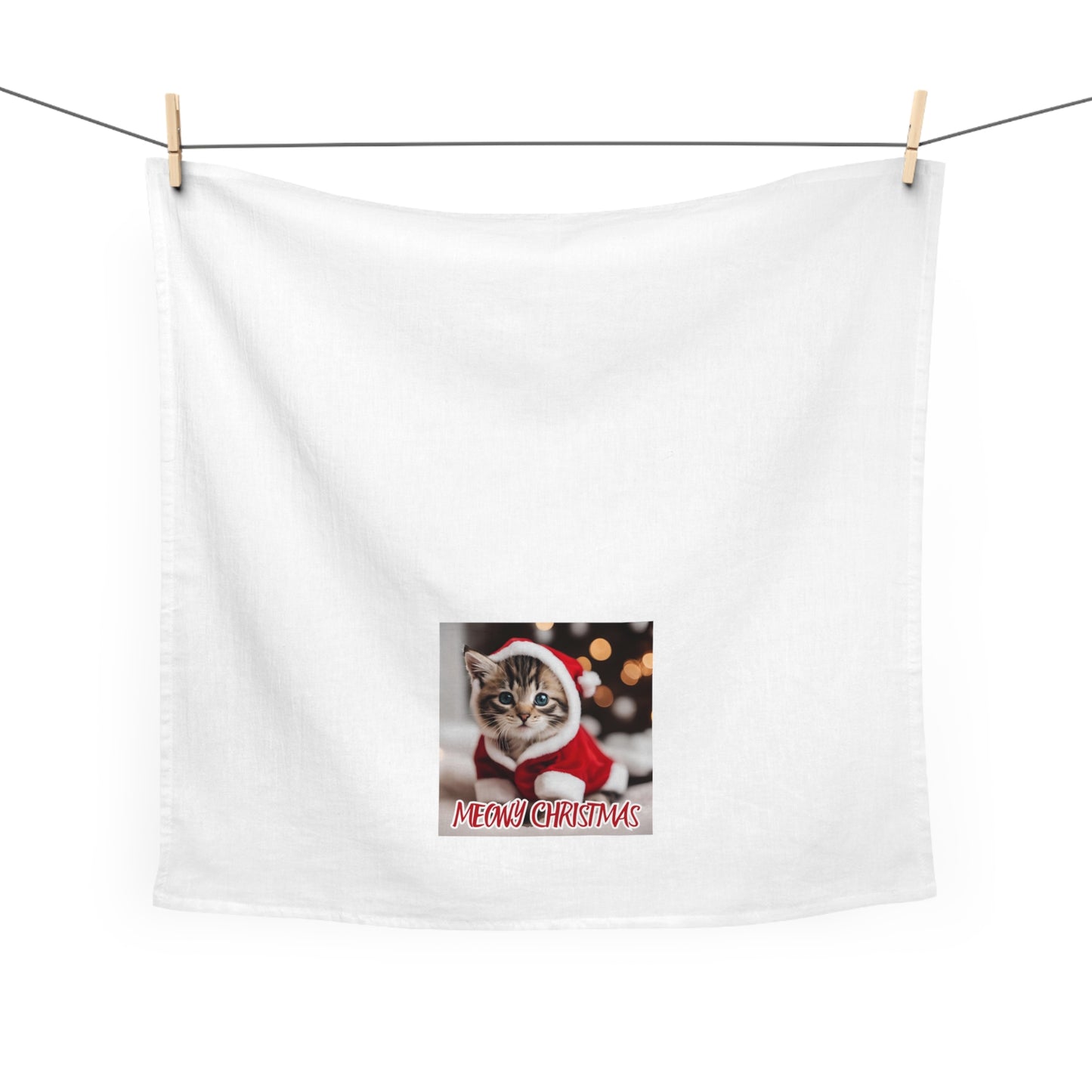 Meowy Christmas Cat Tea Towel – Festive Kitchen Décor for Cat Lovers - aMOOsing Designs