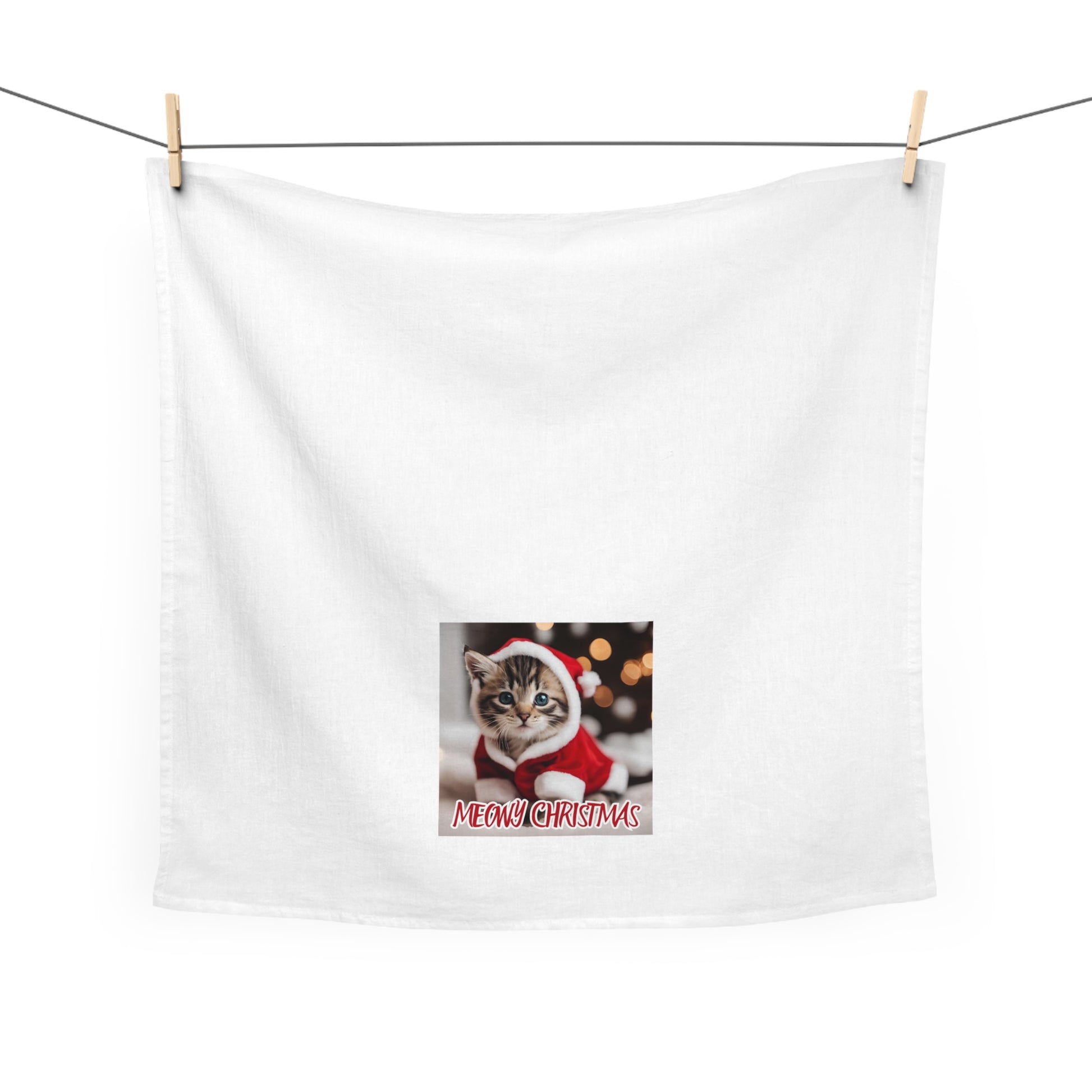 Meowy Christmas Cat Tea Towel – Festive Kitchen Décor for Cat Lovers - aMOOsing Designs