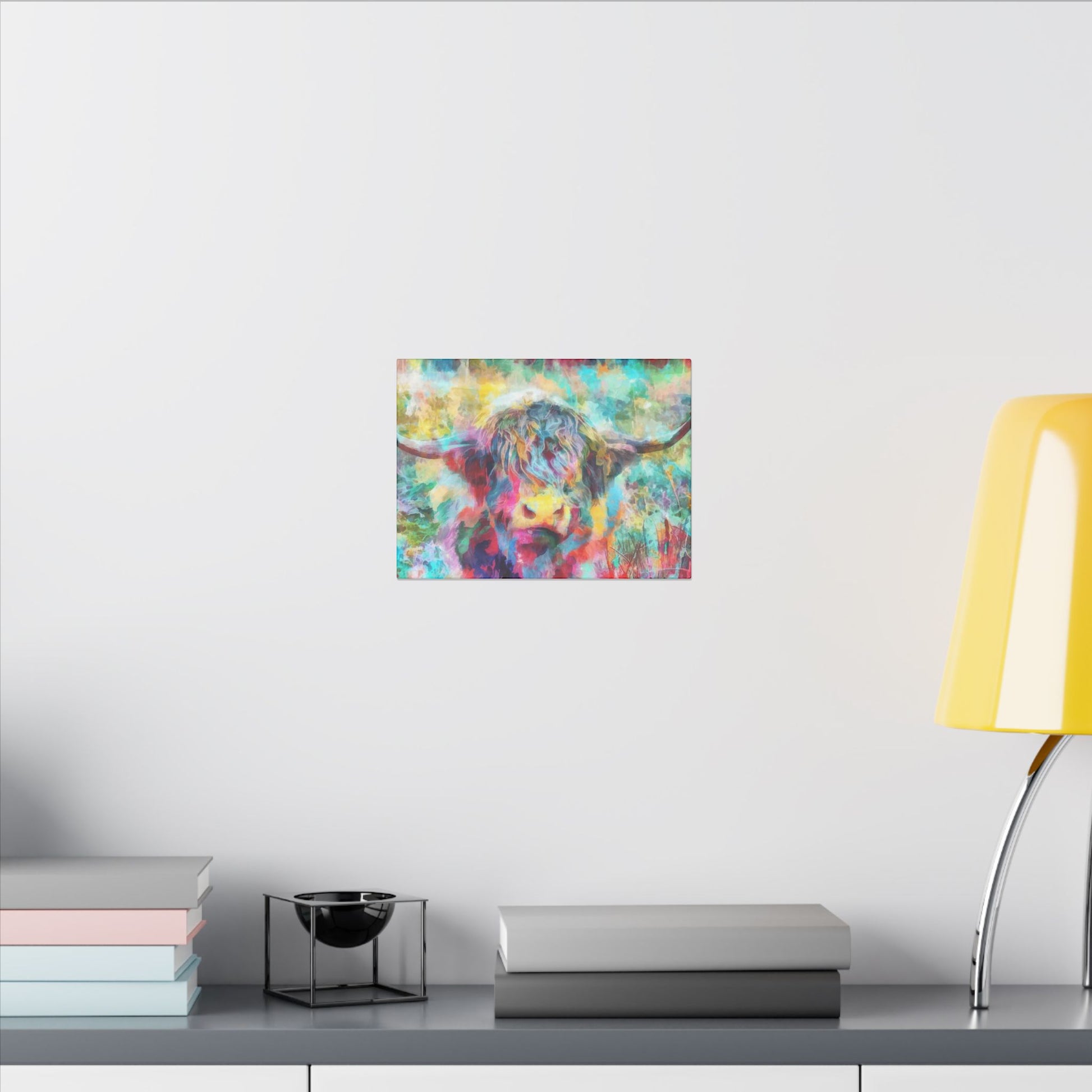 Colorful Abstract Highland Cow Canvas Print - aMOOsing Designs
