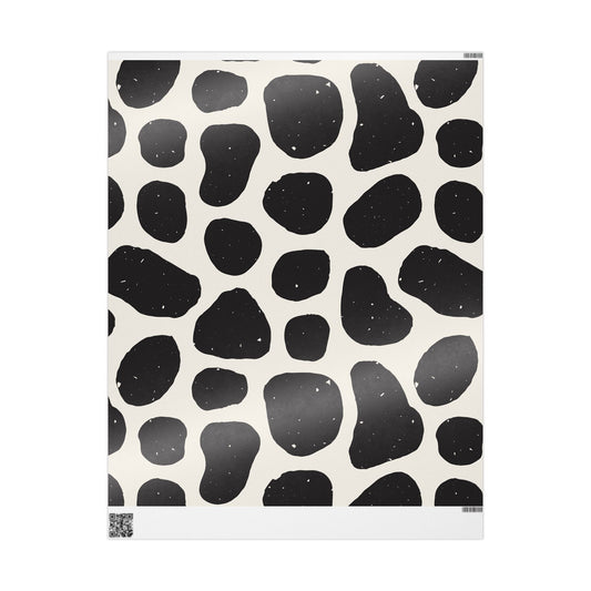Chic Cow Print Wrapping Paper, Modern Gift Wrap, Stylish Packaging, Unique Black and White Design, Eco-Friendly Decorative - aMOOsing Designs