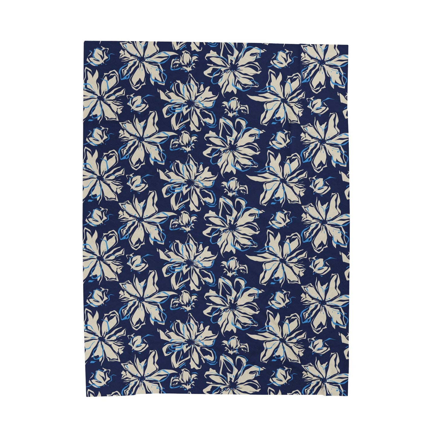 Navy Floral Velveteen Plush Blanket, Cozy Throw for Home, Perfect Gift for Birthdays, Holidays, Living Room Decor, Soft Blanket