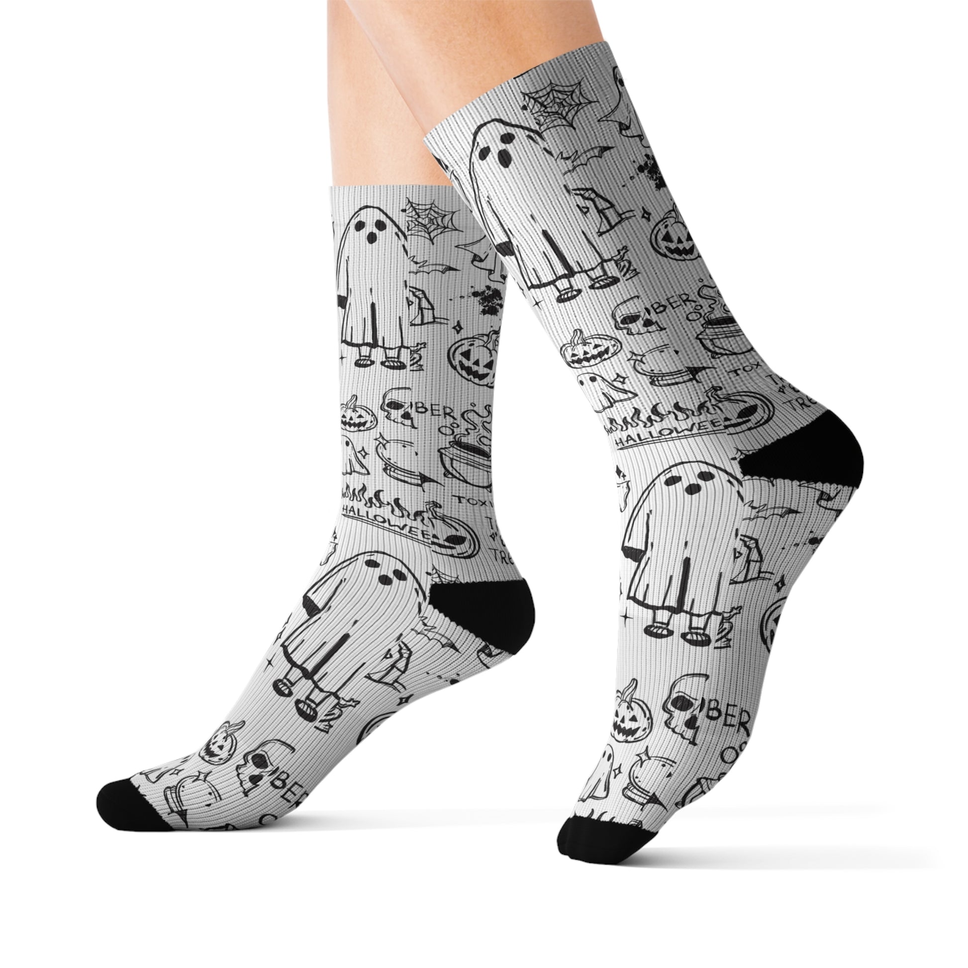 Spooky Halloween Socks, Ghostly Sublimation Socks, Fun Holiday Accessories, Trick or Treat Socks, Whimsical Gifting - aMOOsing Designs
