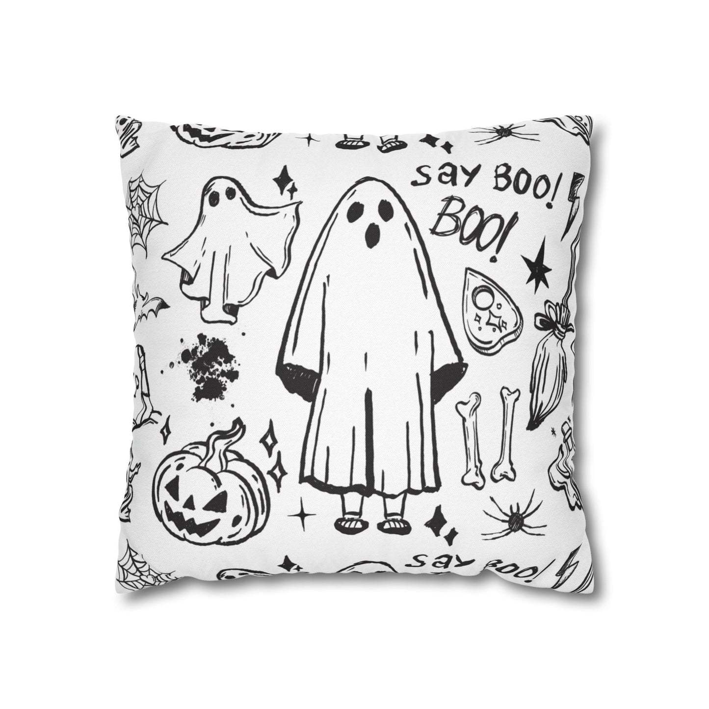 Halloween Ghost Pillowcase, Boo Decor, Spooky Home Cushion, Fall Pillows, Trick or Treat Theme, Holiday Accent Throw