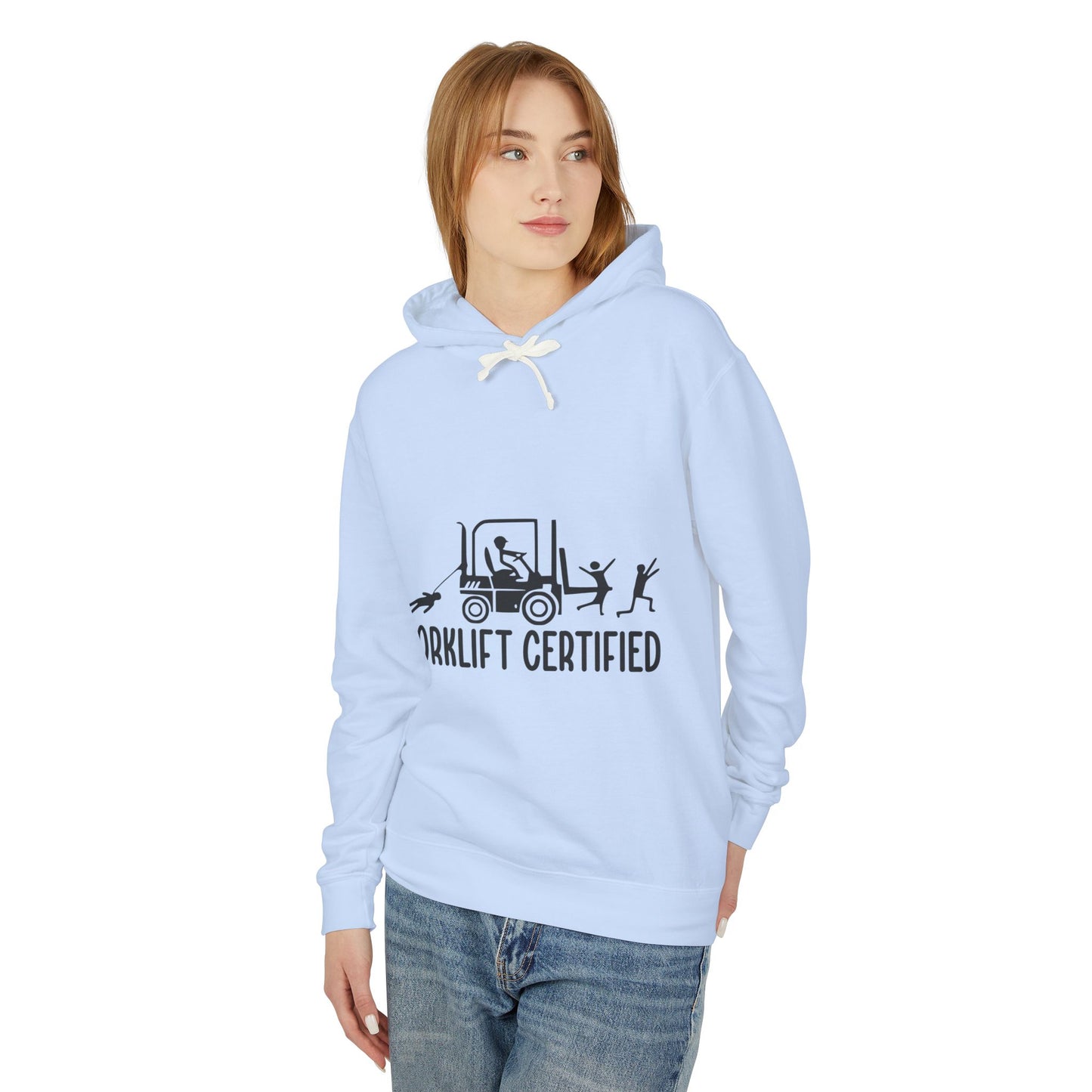 Forklift Certified Unisex Lightweight Hooded Sweatshirt - Perfect for Construction Enthusiasts! - aMOOsing Designs