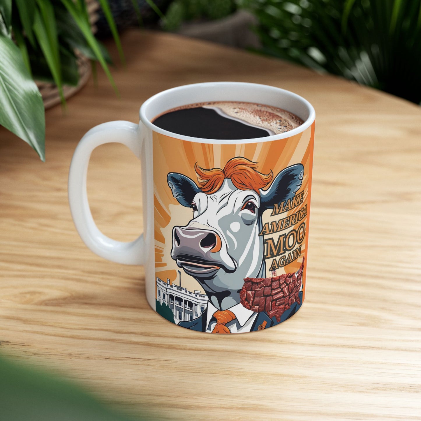 Make America Moo Again Ceramic Mug - Funny Political Gift for Coffee Lovers - aMOOsing Designs