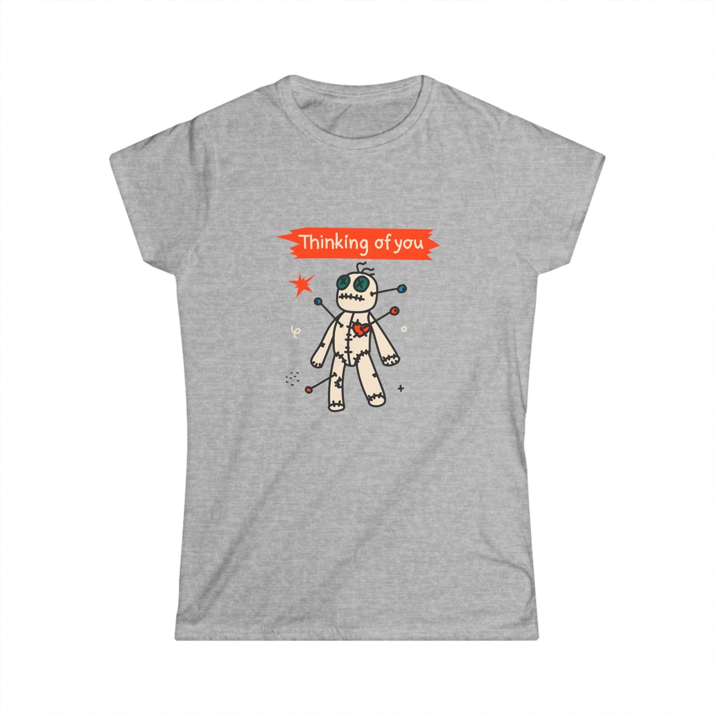 Voodoo Doll Women's Softstyle Tee - 'Thinking of You' - aMOOsing Designs