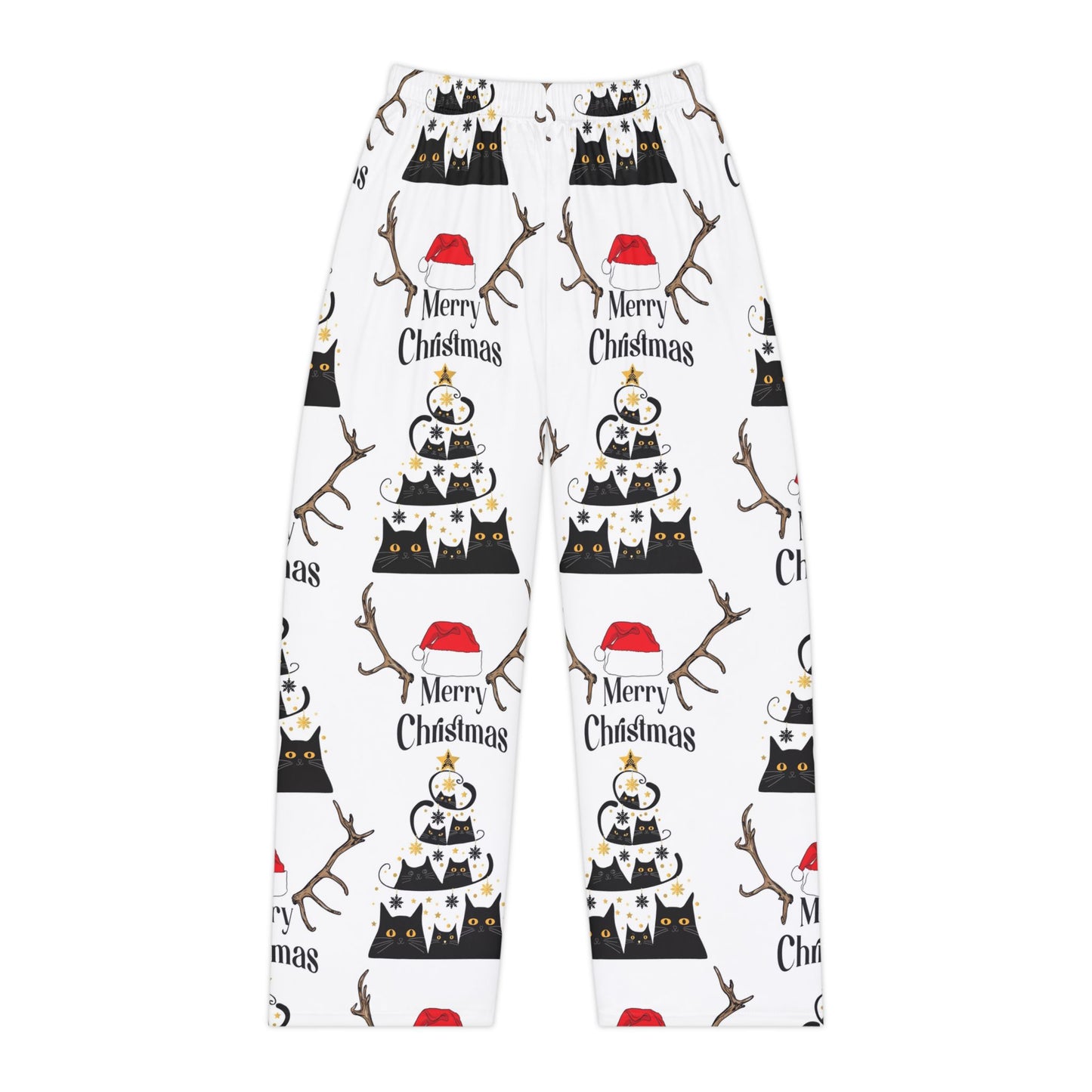 Women's Christmas Cat Pajama Pants, Cozy Holiday Lounge Wear, Festive PJs, Merry Christmas Sleep Pants, Cute Pajamas for Women