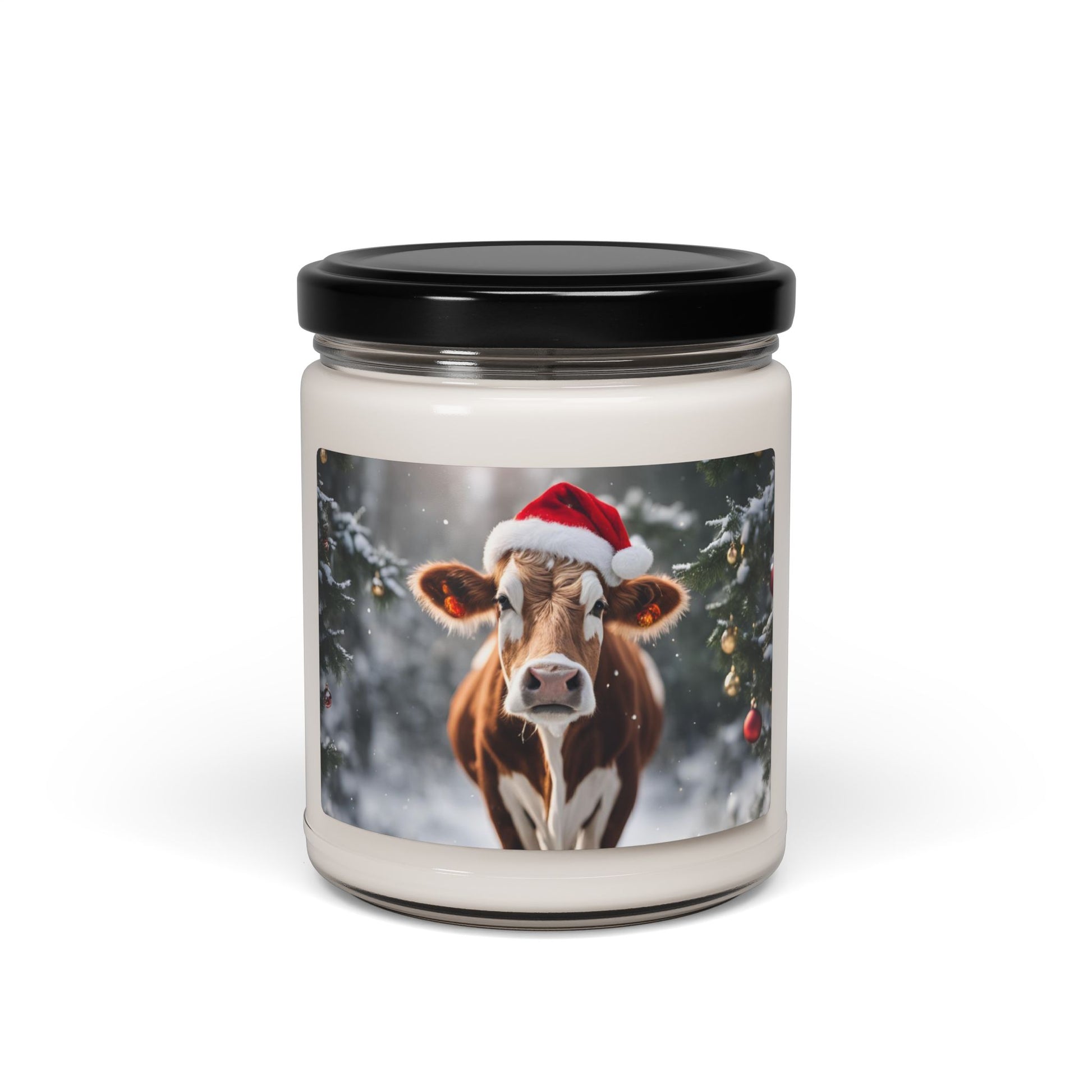 Festive Cow Scented Soy Candle | 9oz Holiday Aroma | Perfect Christmas Gift - aMOOsing Designs