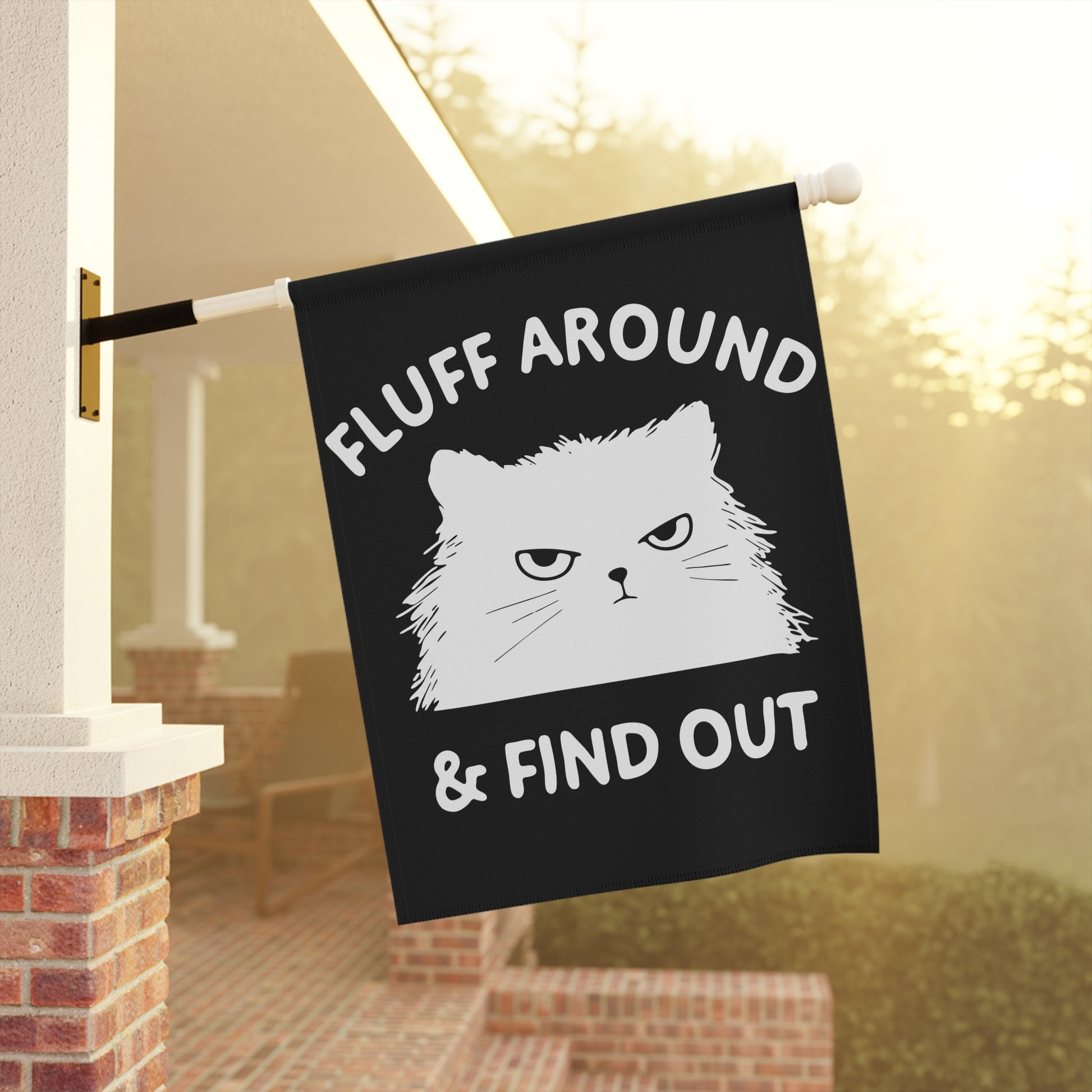 Fluff Around- Cat Garden Banner | Playful Outdoor Decor, Cat Lover Gift, Funny Flag for Garden, Home & Patio - aMOOsing Designs