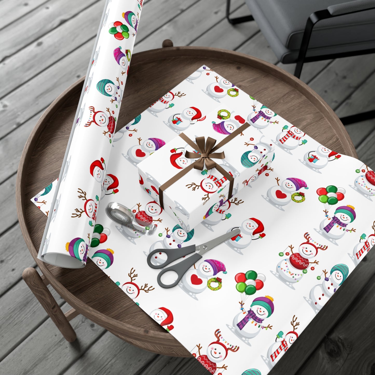Gift Wrap Papers - Festive Snowman Holiday Cheer Wrapping Sheets - aMOOsing Designs