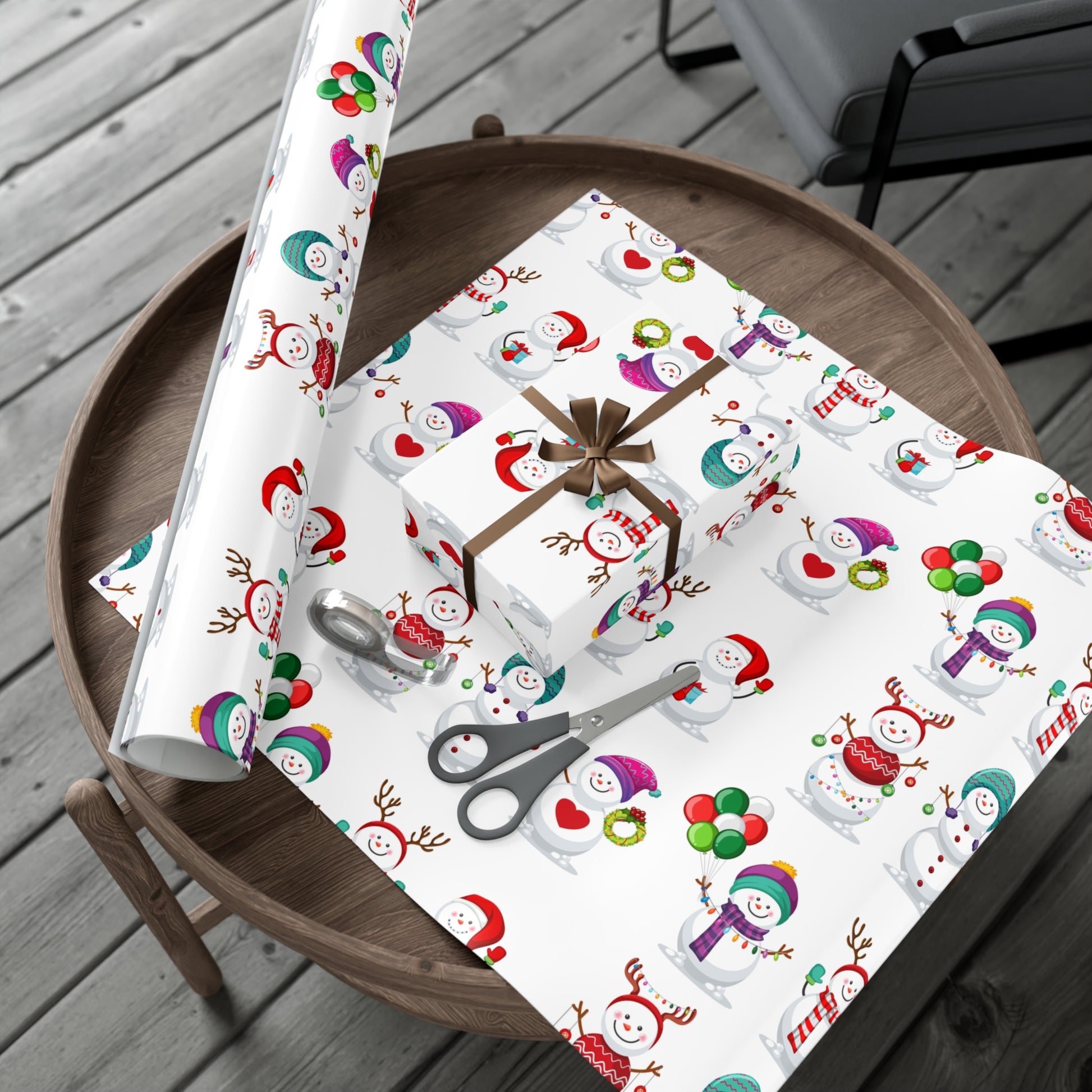 Gift Wrap Papers - Festive Snowman Holiday Cheer Wrapping Sheets - aMOOsing Designs