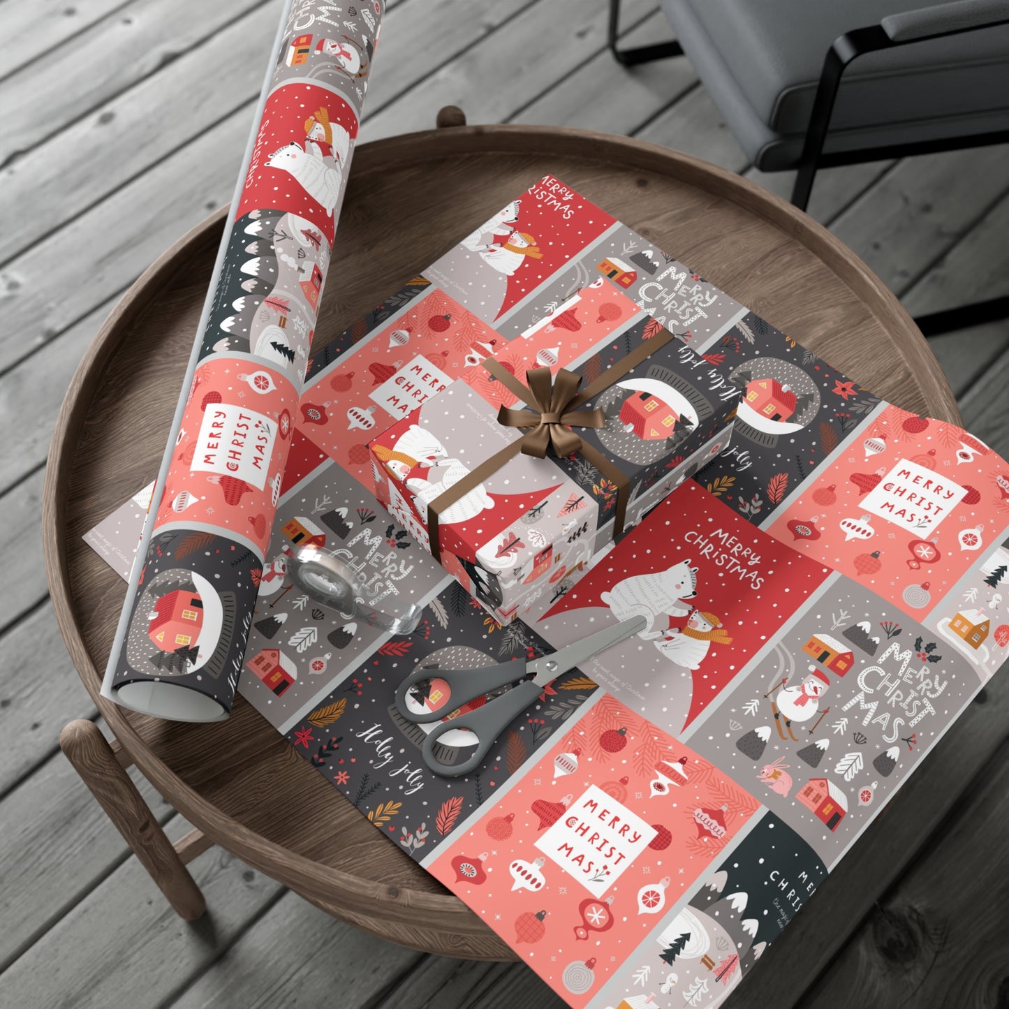 Festive Snowman Gift Wrap Paper - Holiday Cheer Wrapping Sheets for Christmas & More - aMOOsing Designs