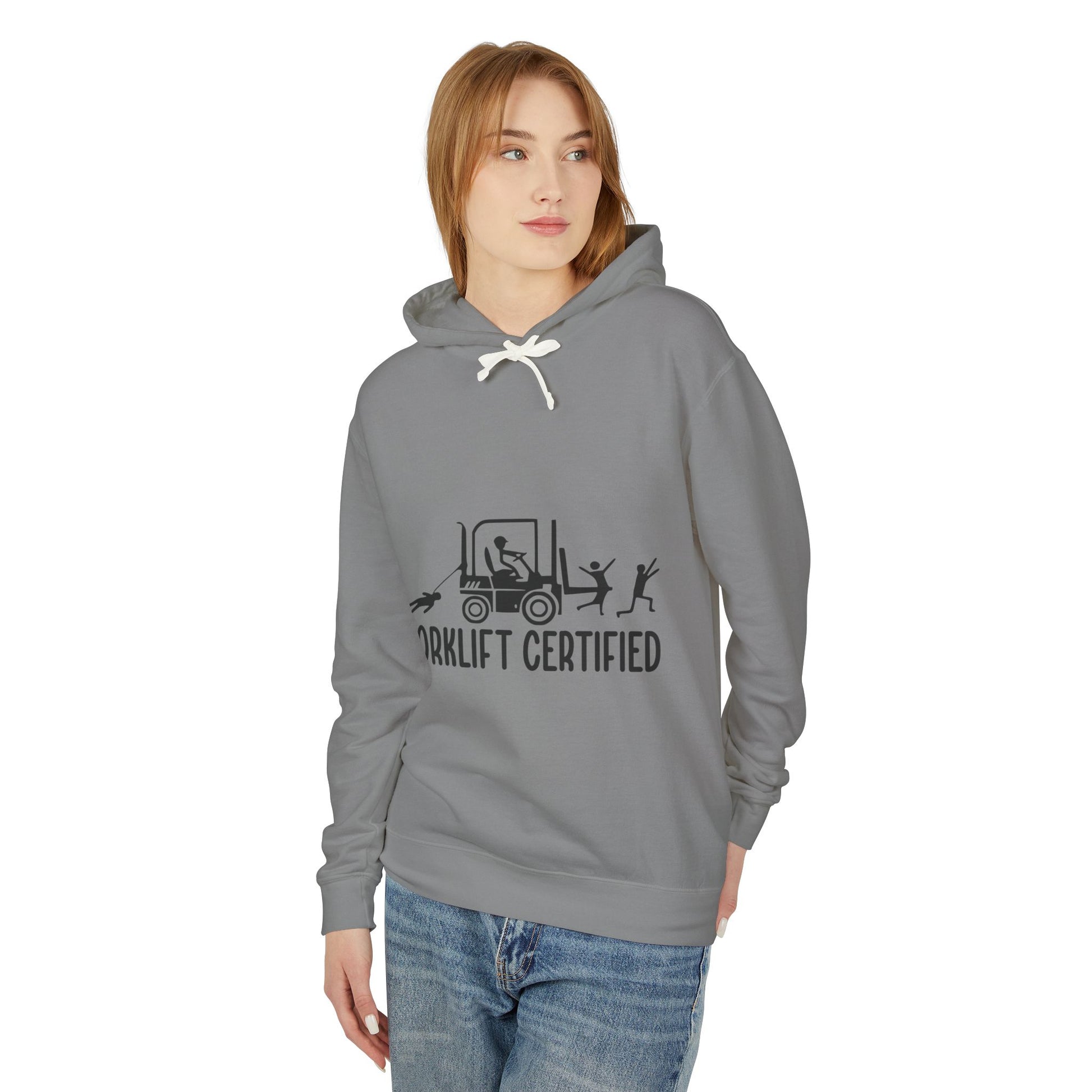 Forklift Certified Unisex Lightweight Hooded Sweatshirt - Perfect for Construction Enthusiasts! - aMOOsing Designs