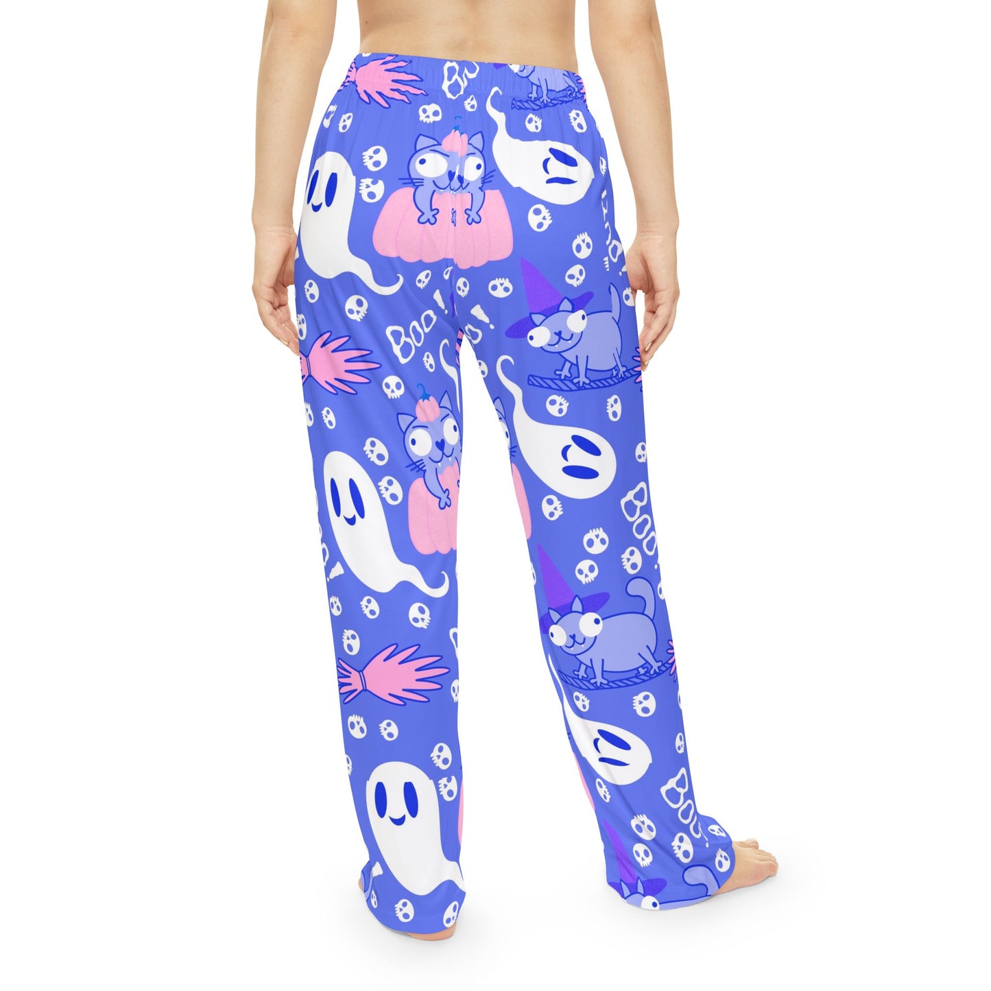 Cozy Halloween Pajama Pants, Ghosts & Cats, Cute Sleepwear, Women's Loungewear, Spooky Cat PJs, Fun Fall Gift